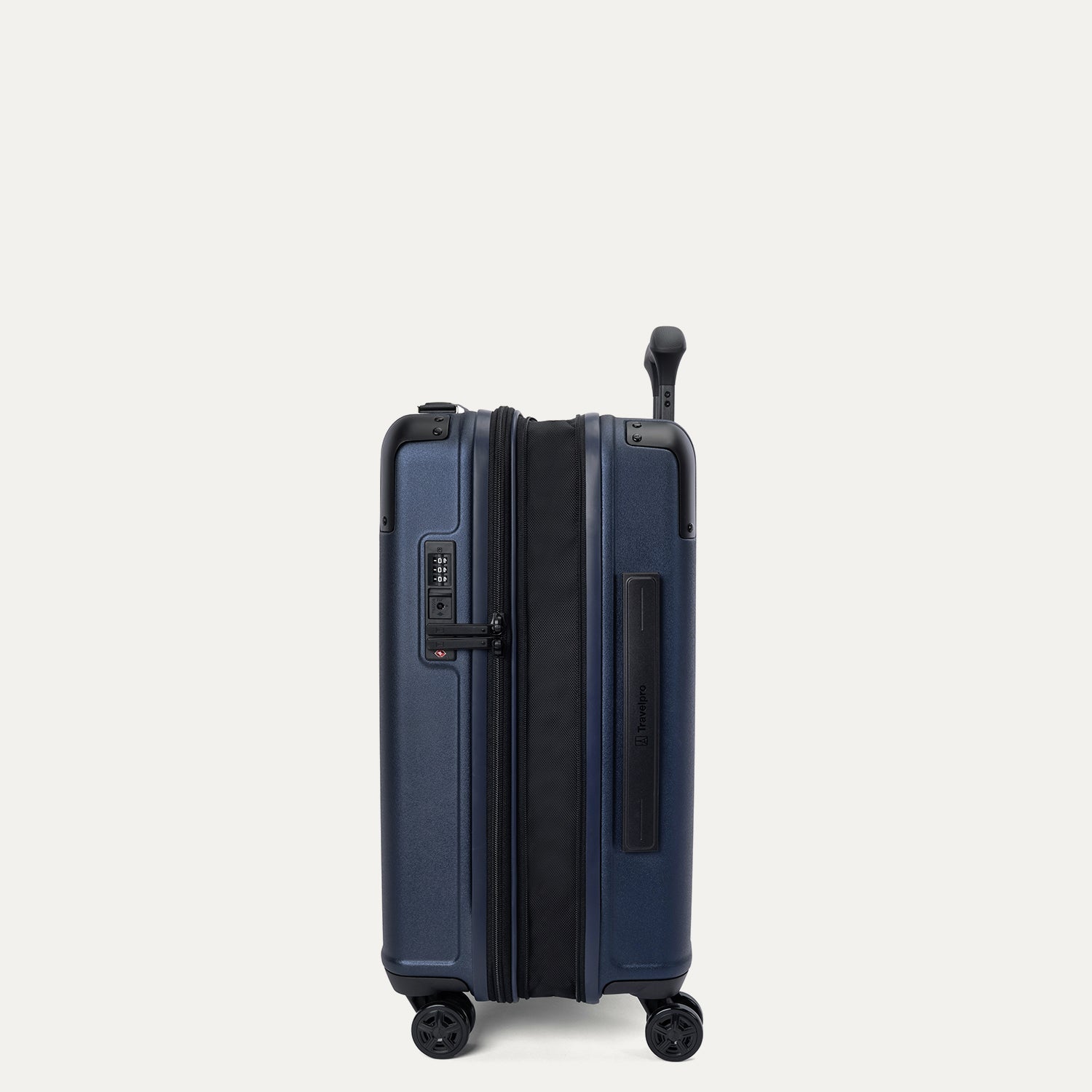Travelpro Platinum Elite Hardside Compact Carry-On Expandable Spinner in Aviator Navy — angle view 4