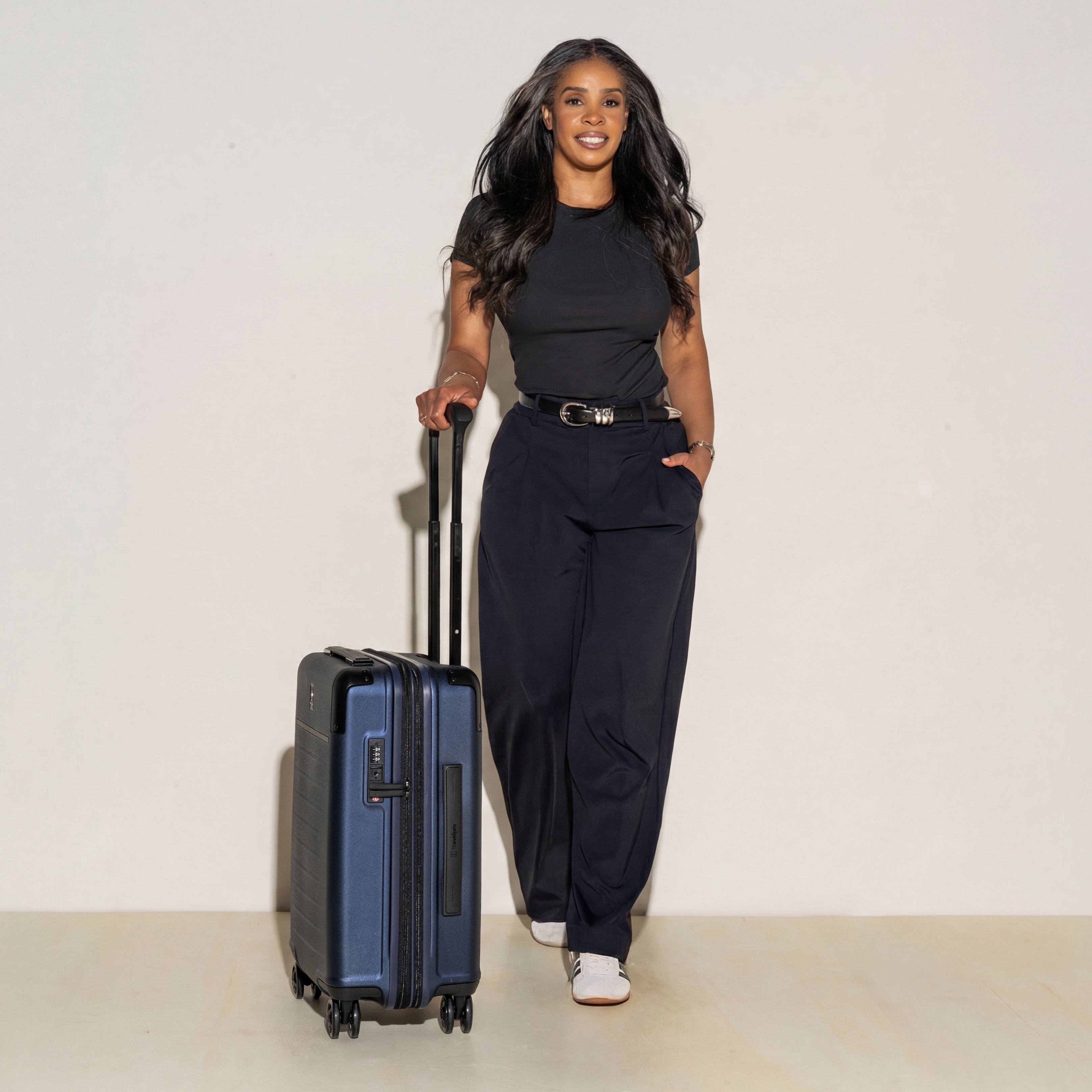 Travelpro Platinum Elite Hardside Compact Carry-On Expandable Spinner in Aviator Navy — angle view 2