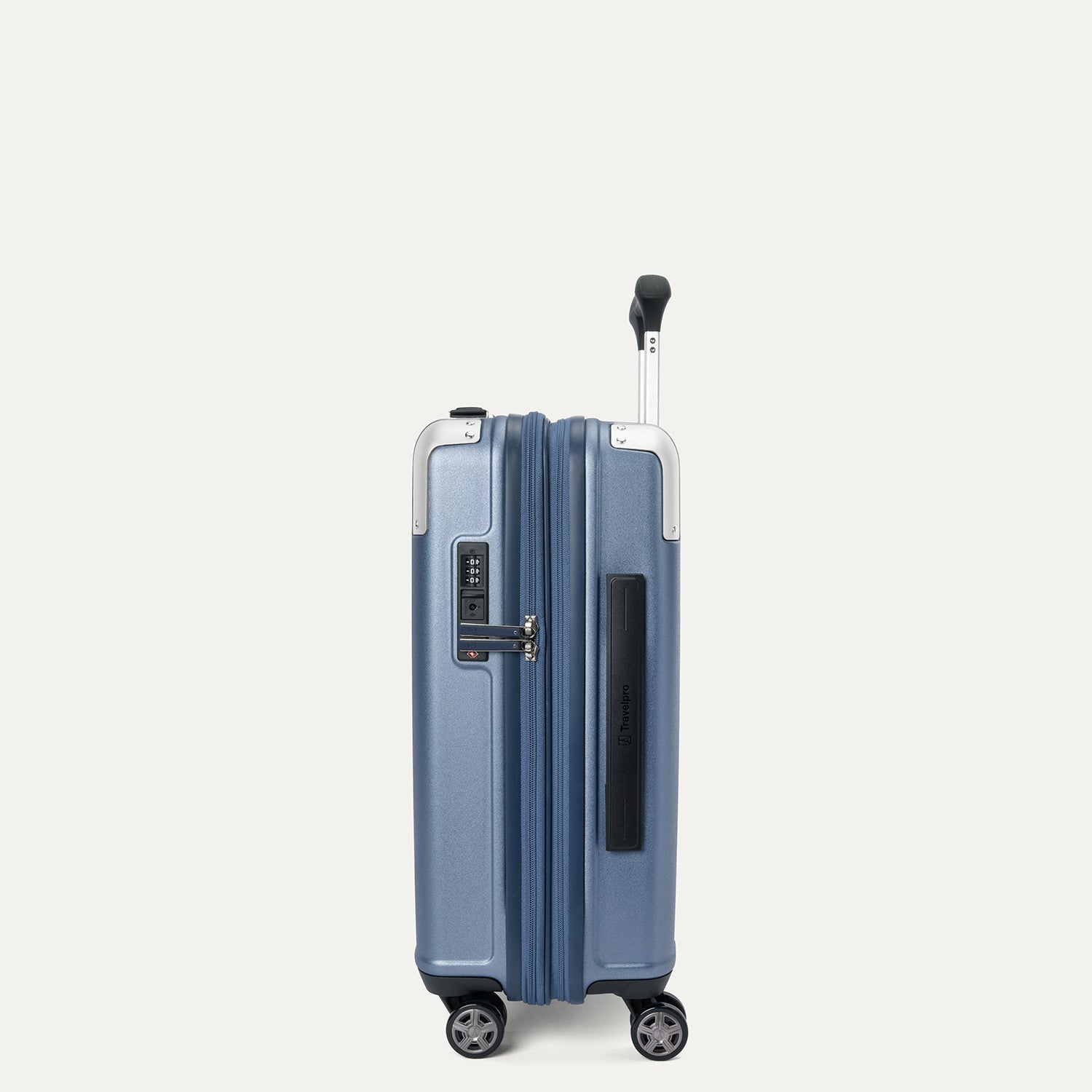 Travelpro Platinum Elite Hardside Compact Carry-On Expandable Spinner in Dark Sky Blue — angle view 2