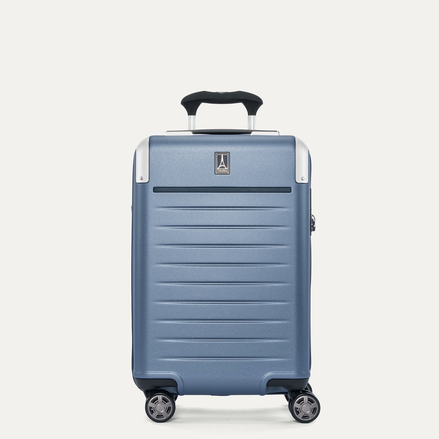 Travelpro Platinum Elite Hardside Carry-On Expandable Spinner in Dark Sky Blue — front view