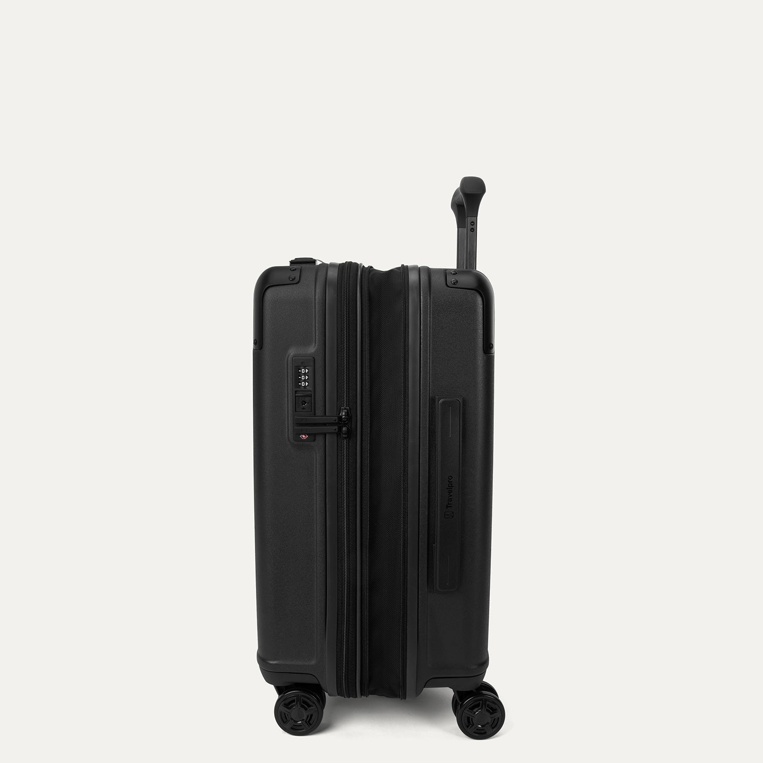 Travelpro Platinum Elite Hardside Carry-On Expandable Spinner in Jet Black — detail view