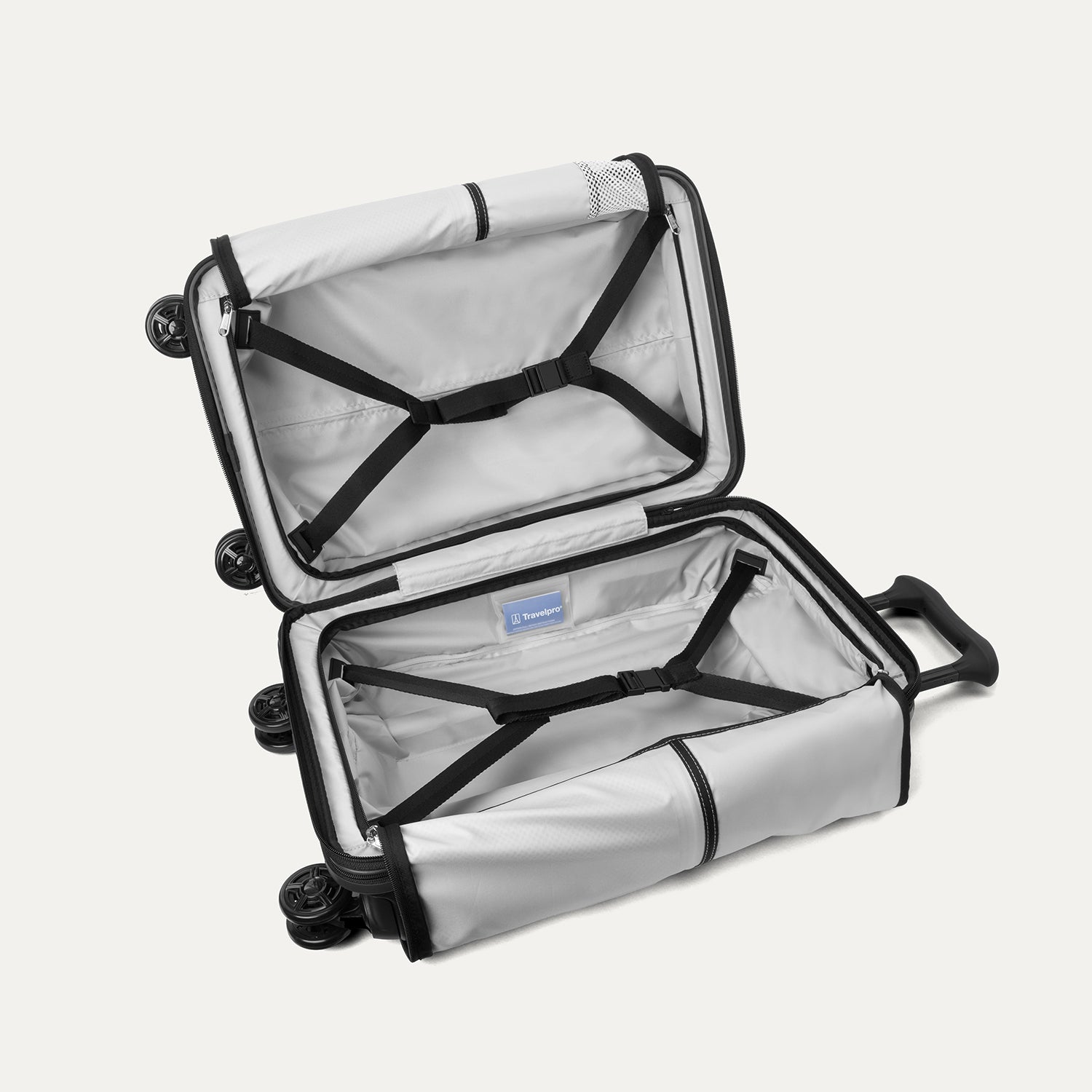 Travelpro Platinum Elite Hardside Carry-On Expandable Spinner in Jet Black — interior view