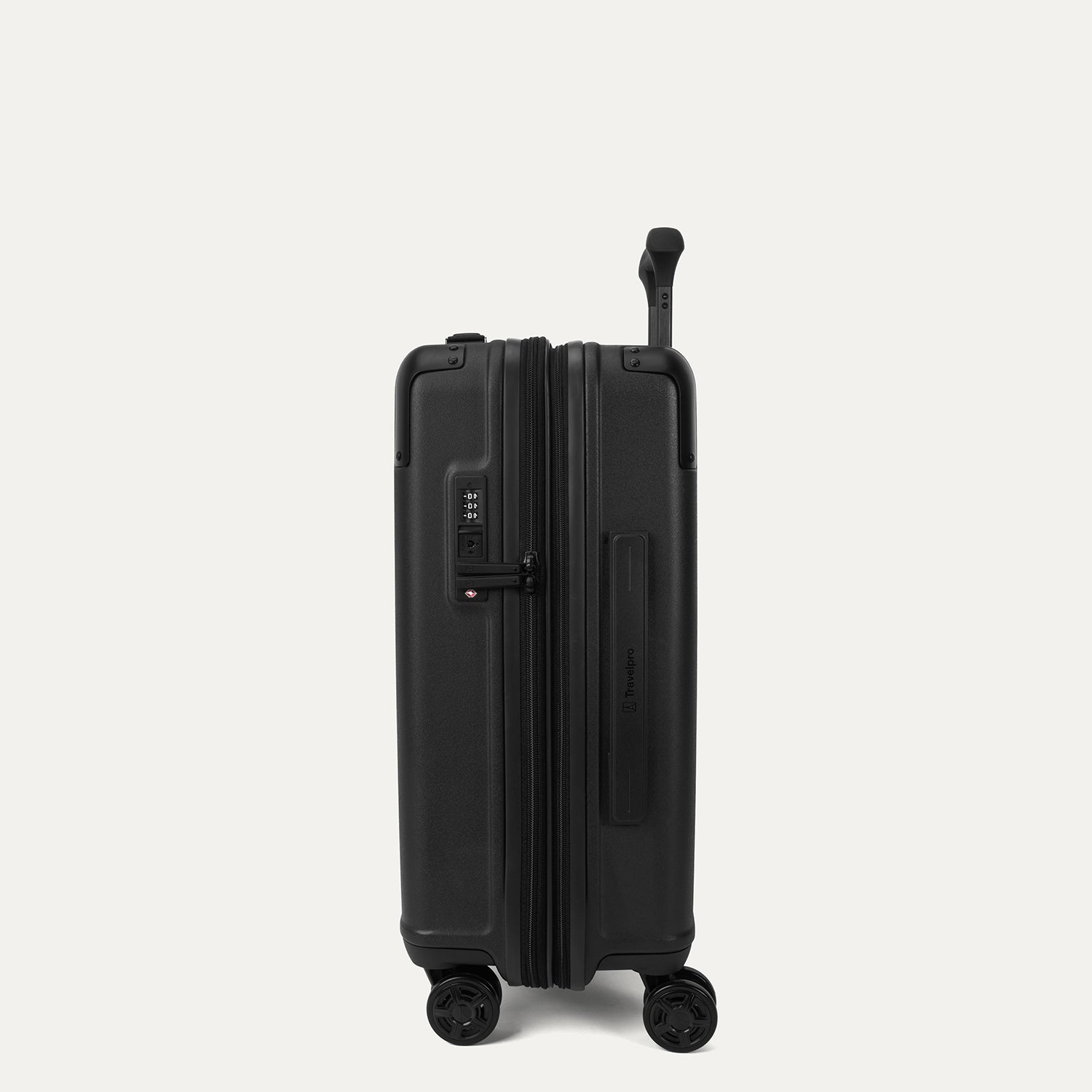 Travelpro Platinum Elite Hardside Carry-On Expandable Spinner in Jet Black — angle view 3