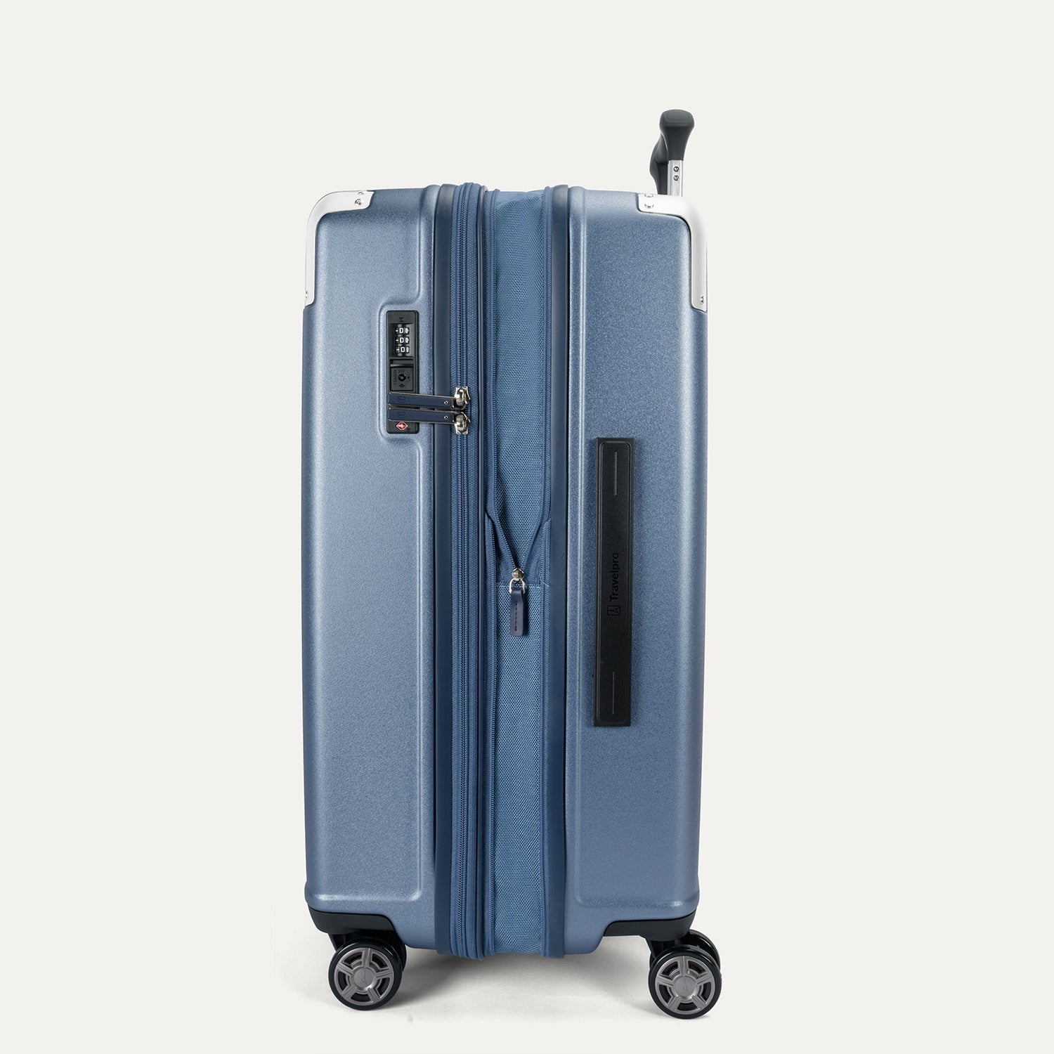 Travelpro Platinum Elite Hardside Medium Check-In Expandable Spinner in Dark Sky Blue — angle view 3