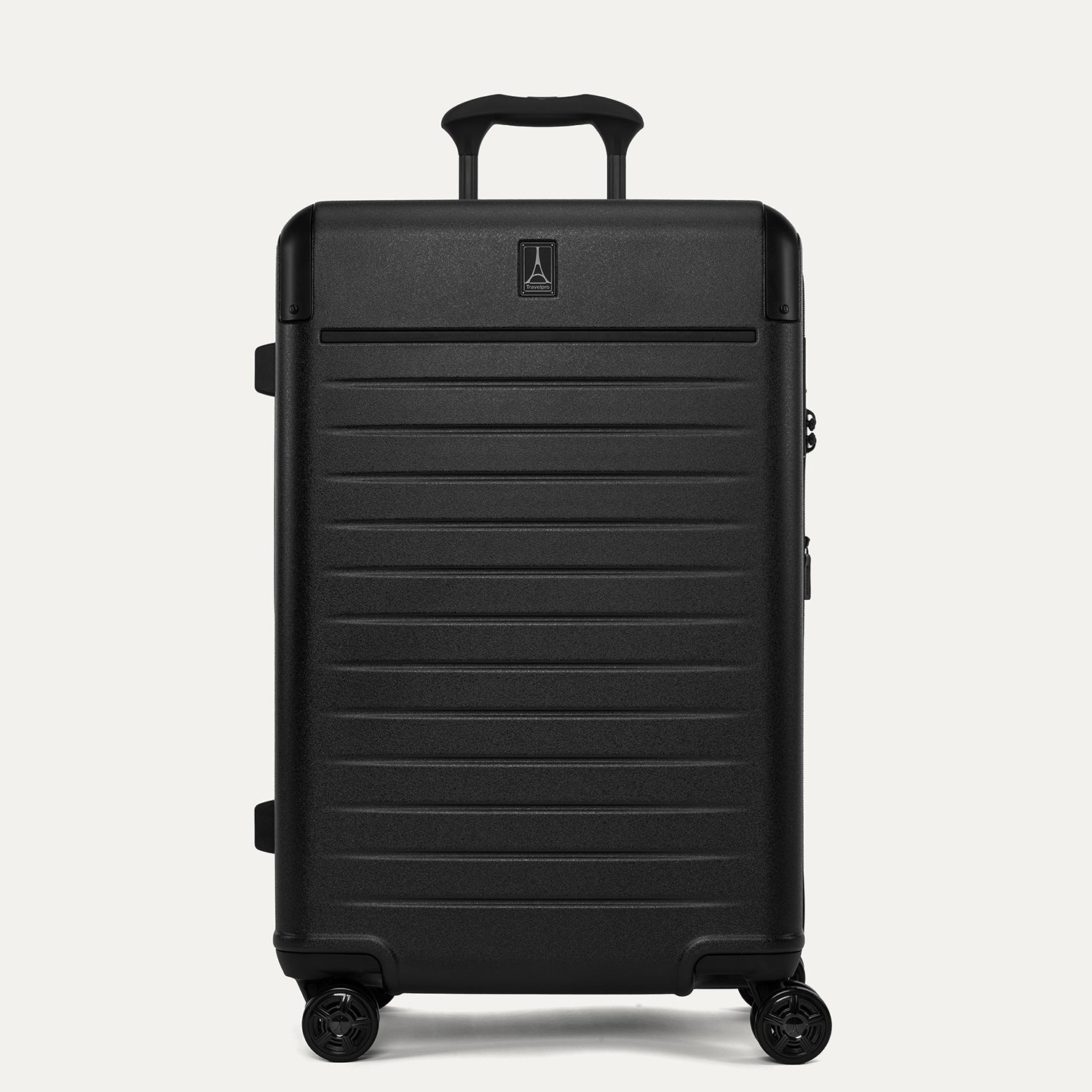 Travelpro Platinum Elite Hardside Medium Check-In Expandable Spinner in Jet Black — front view
