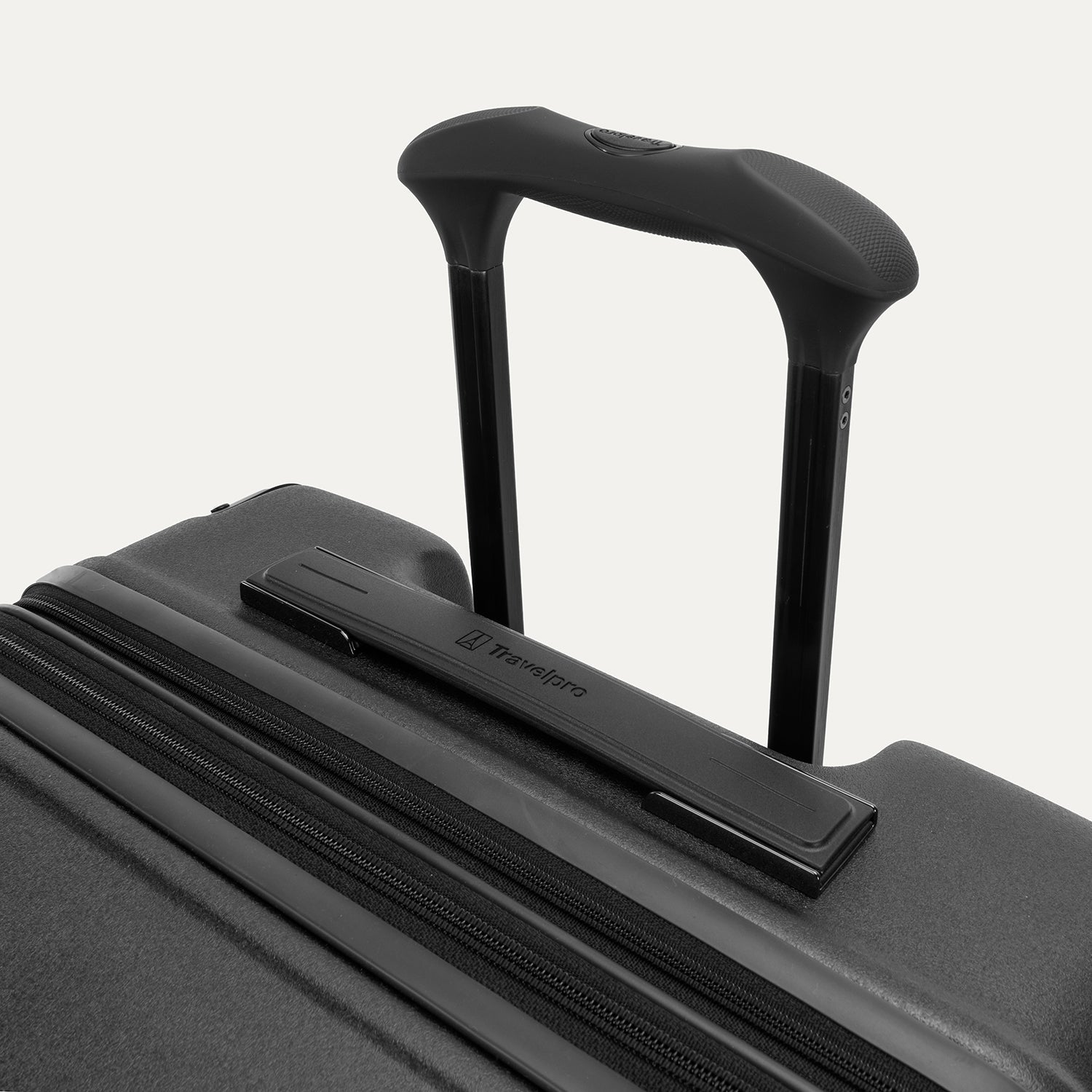 Travelpro Platinum Elite Hardside Medium Check-In Expandable Spinner in Jet Black — detail view
