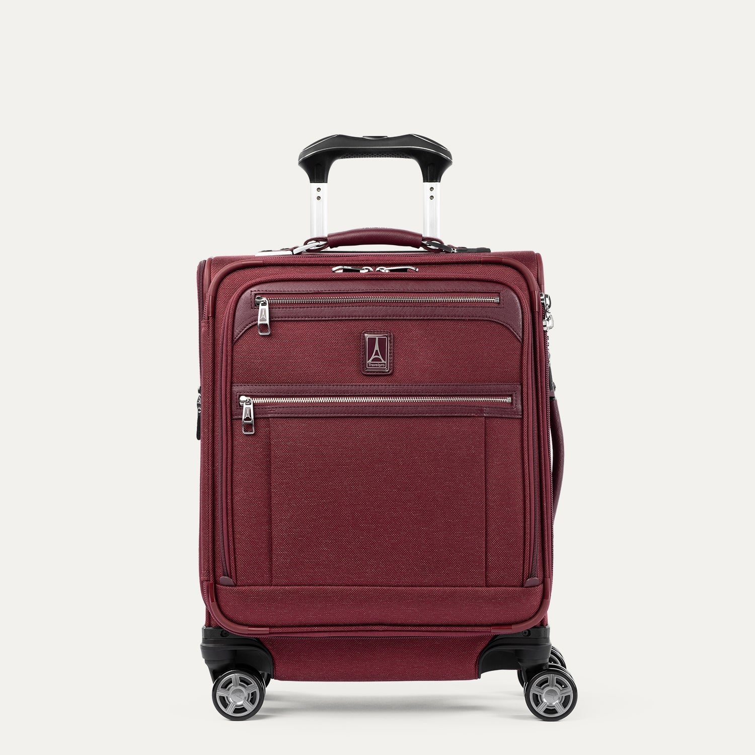 Travelpro Platinum Elite International Carry-On Expandable Spinner in Bordeaux — front view