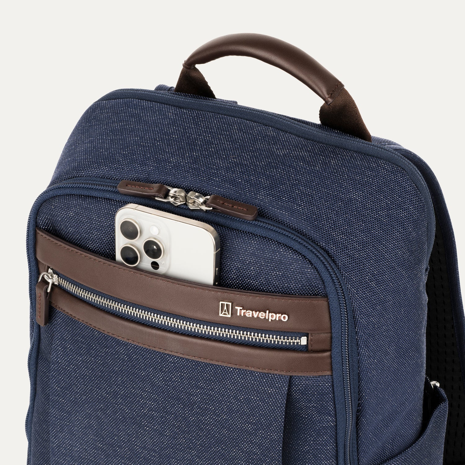 Travelpro Platinum Elite Slim Backpack in True Navy — detail view 2
