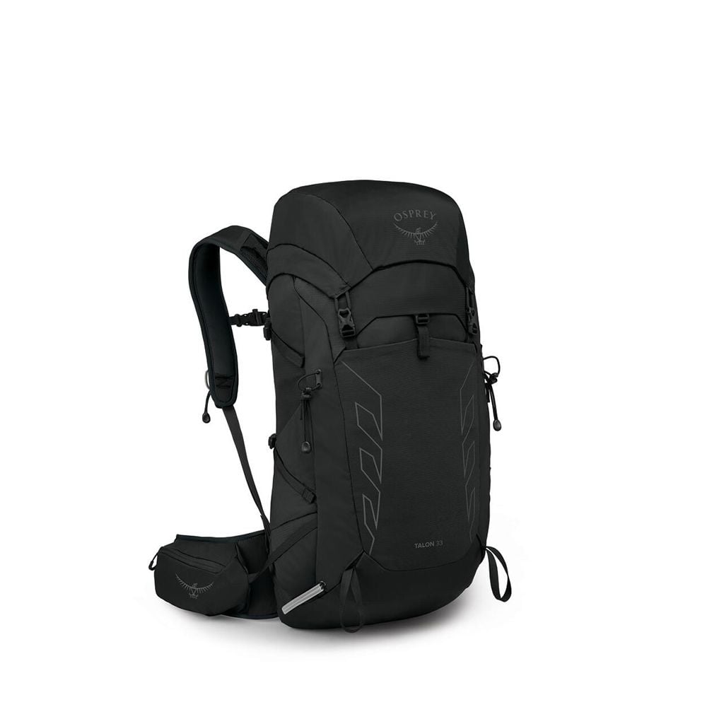 Osprey Talon 33 Extended Fit Hiking Backpack 33L in Black/Coal Grey — angle view 2