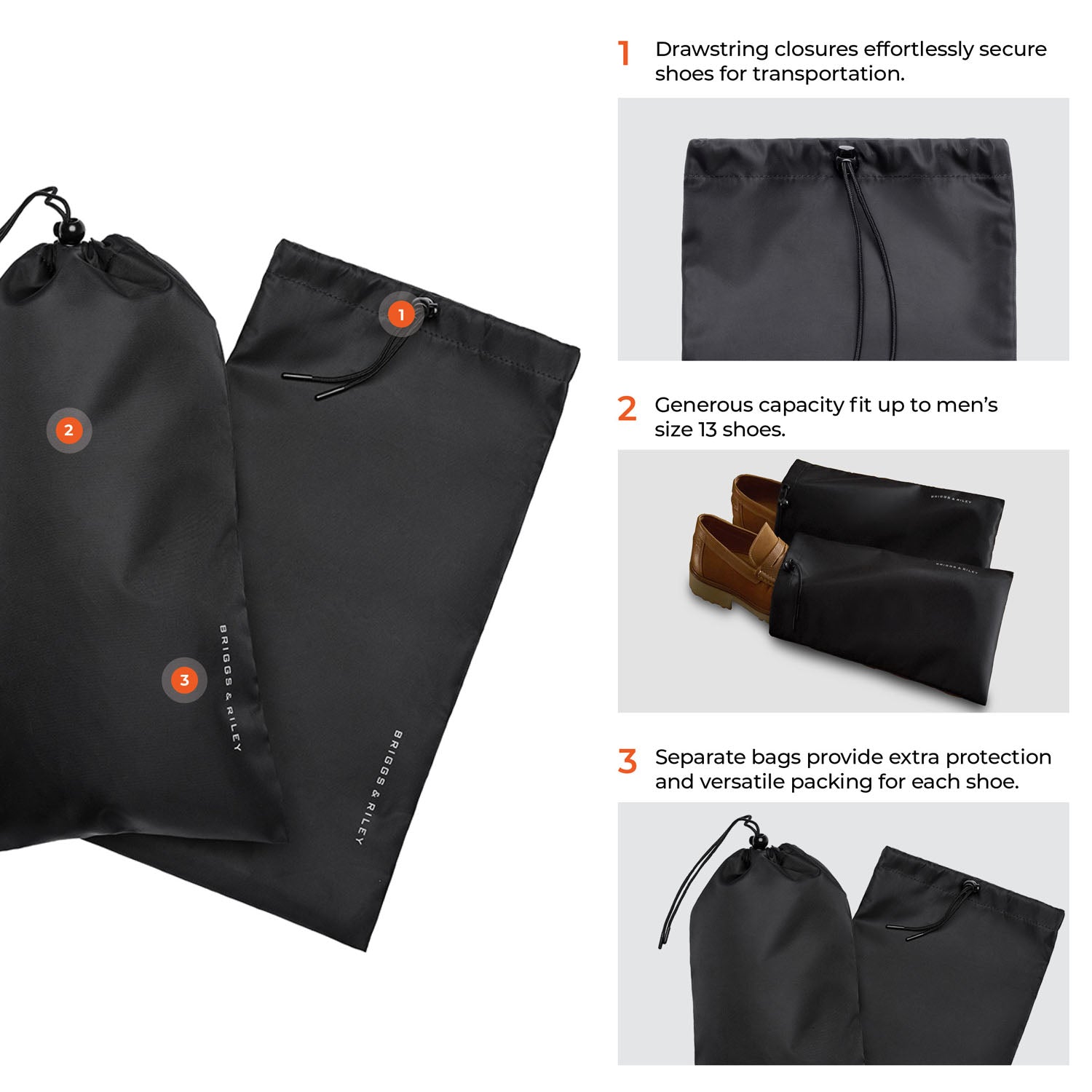 Briggs & Riley Shoe Bags (Pair) - Black