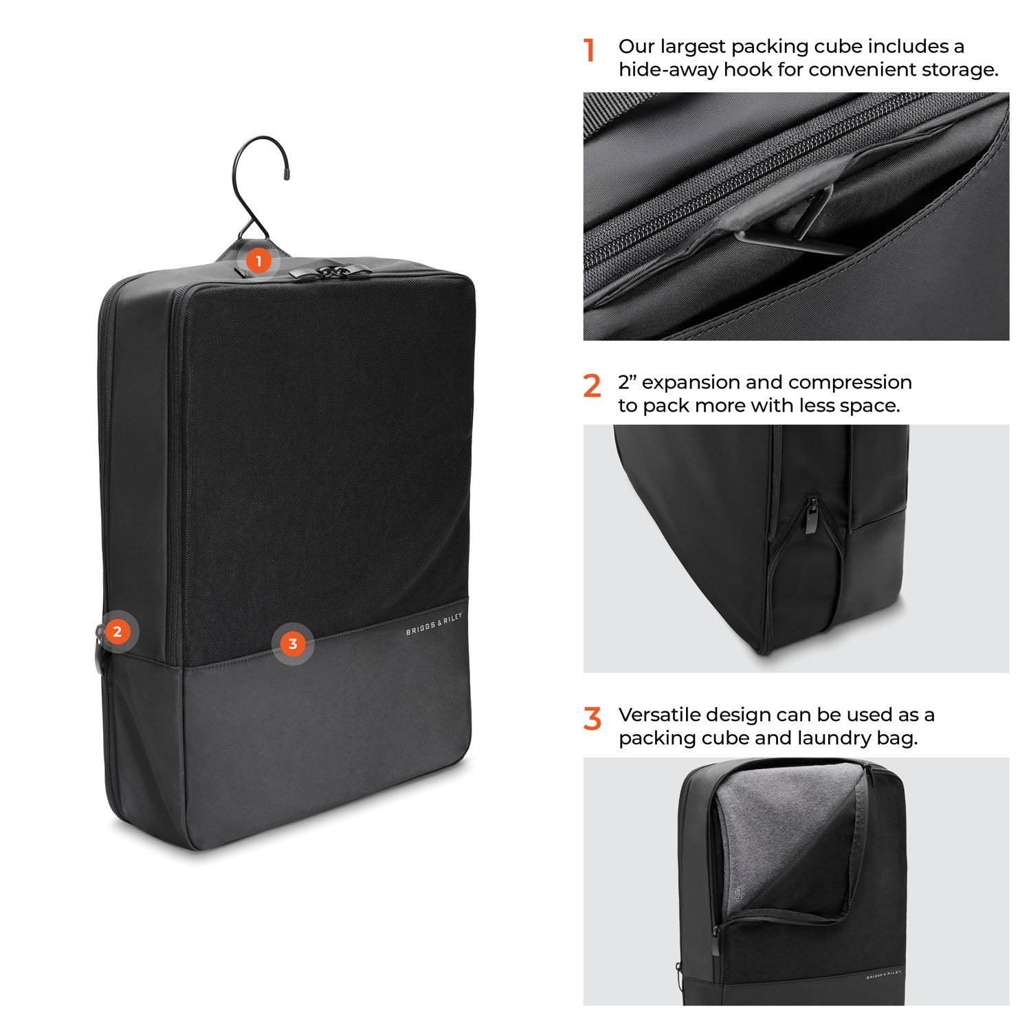 Briggs & Riley Travel Essentials Hanging Laundry Compression Cube - Black