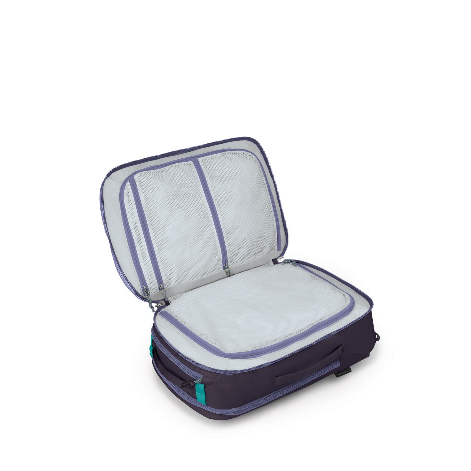 Osprey Transporter Travel Pack 36L in Euphoria Purple — interior view