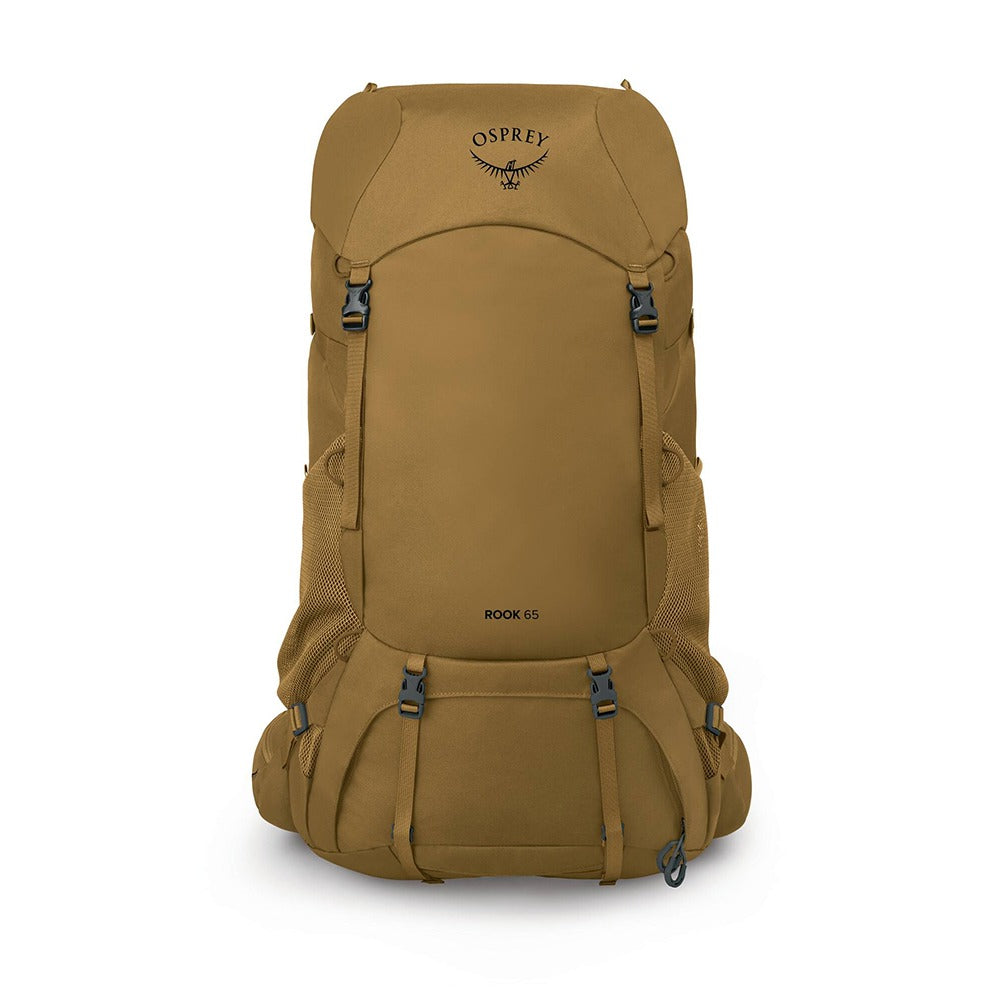 Osprey Rook 65 Backpacking Pack 65L in Histosol Brown/Rhino Grey — front view