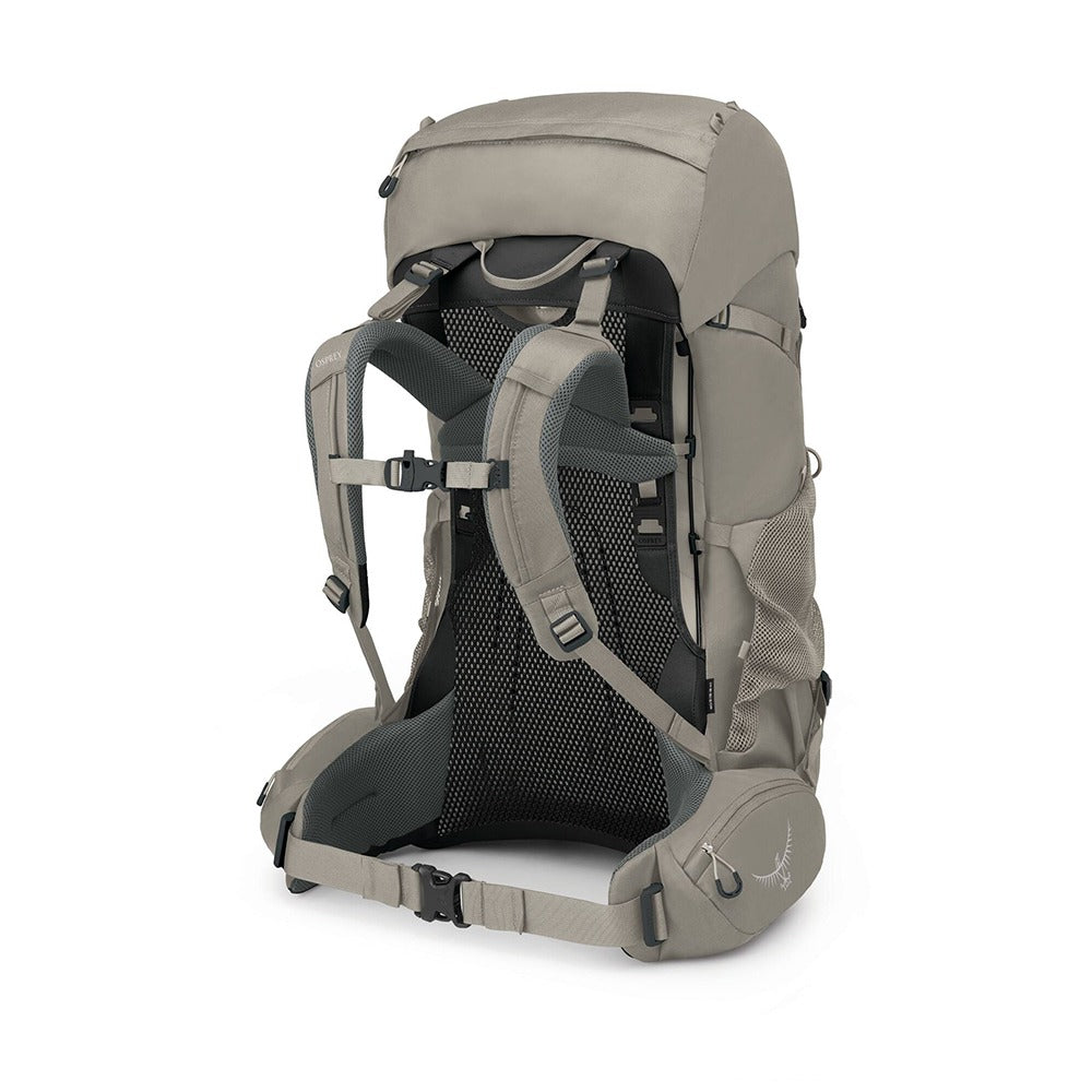 Osprey Renn 65 Backpacking Pack 65L in Pediment Grey/Linen Tan — back view