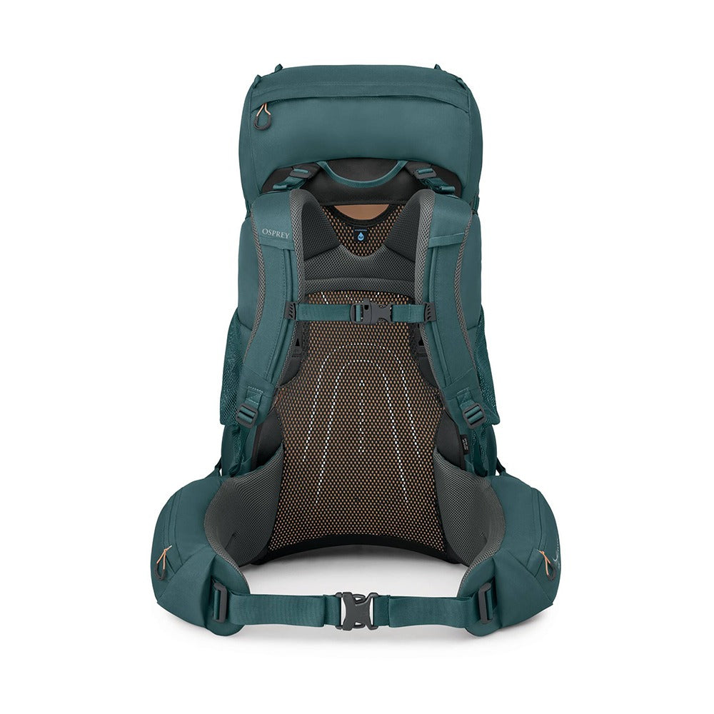 Osprey Renn 65 Extended Fit Backpacking Pack 65L in Cascade Blue/Melon Orange — back view 2