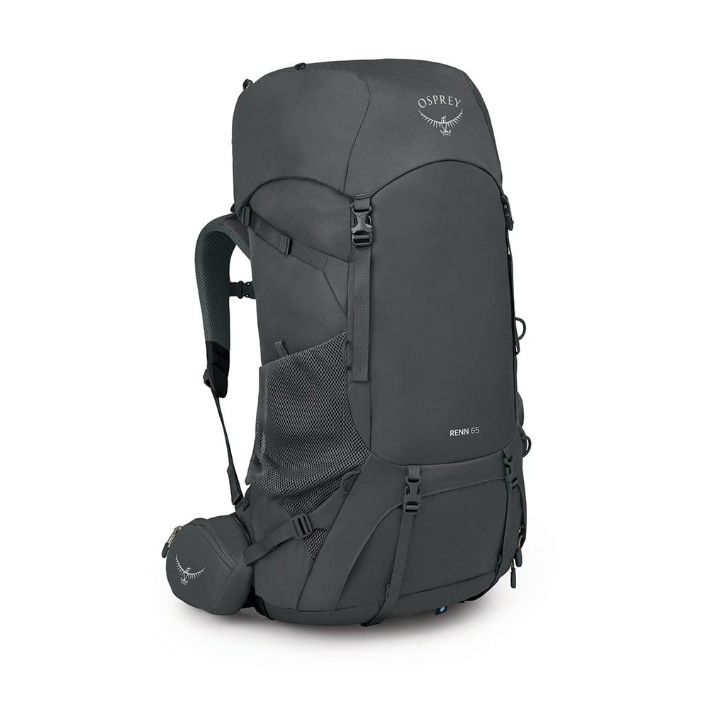 Osprey Renn 65 Backpacking Pack 65L in Dark Charcoal/Gray Wolf — angle view 2