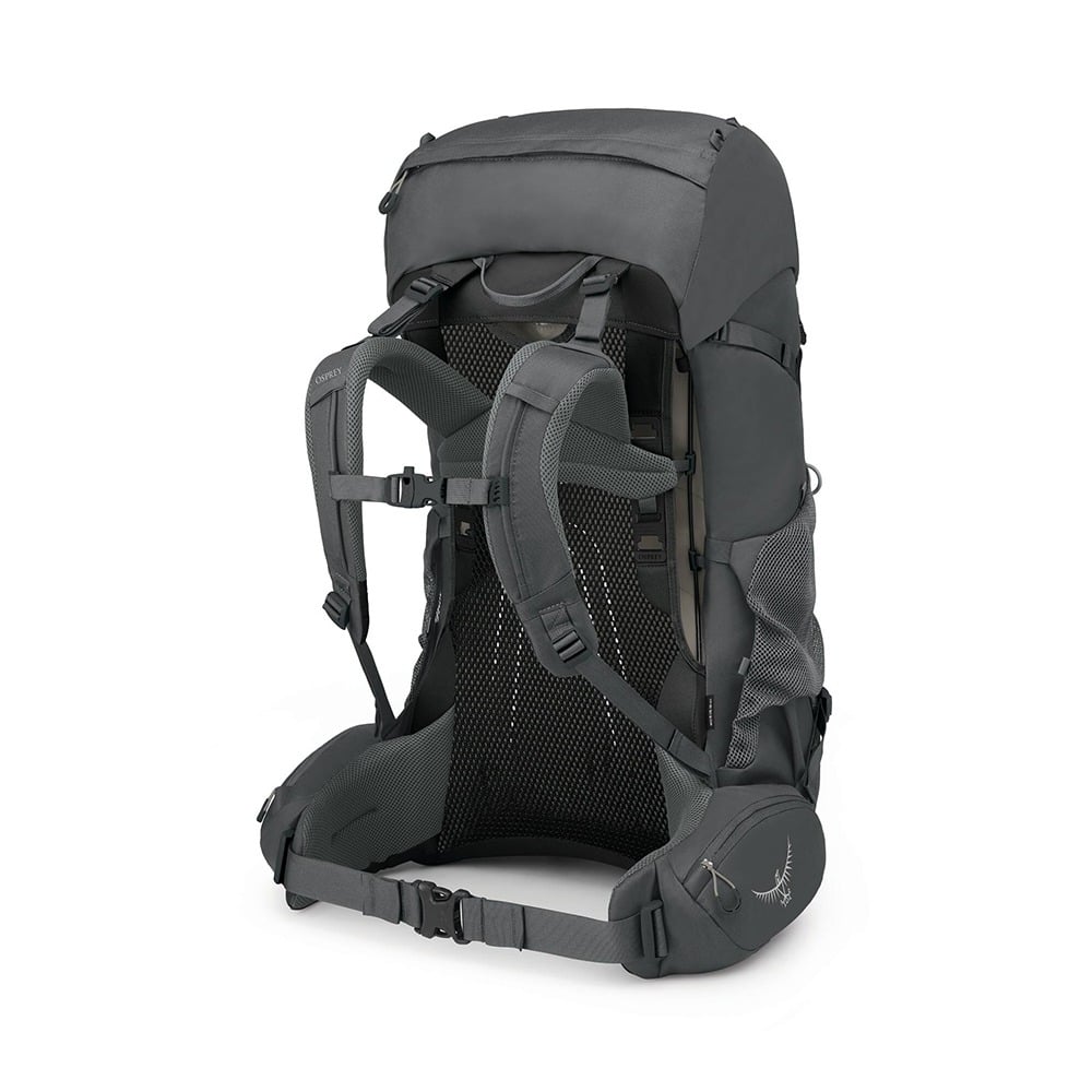 Osprey Renn 65 Backpacking Pack 65L in Dark Charcoal/Gray Wolf — back view