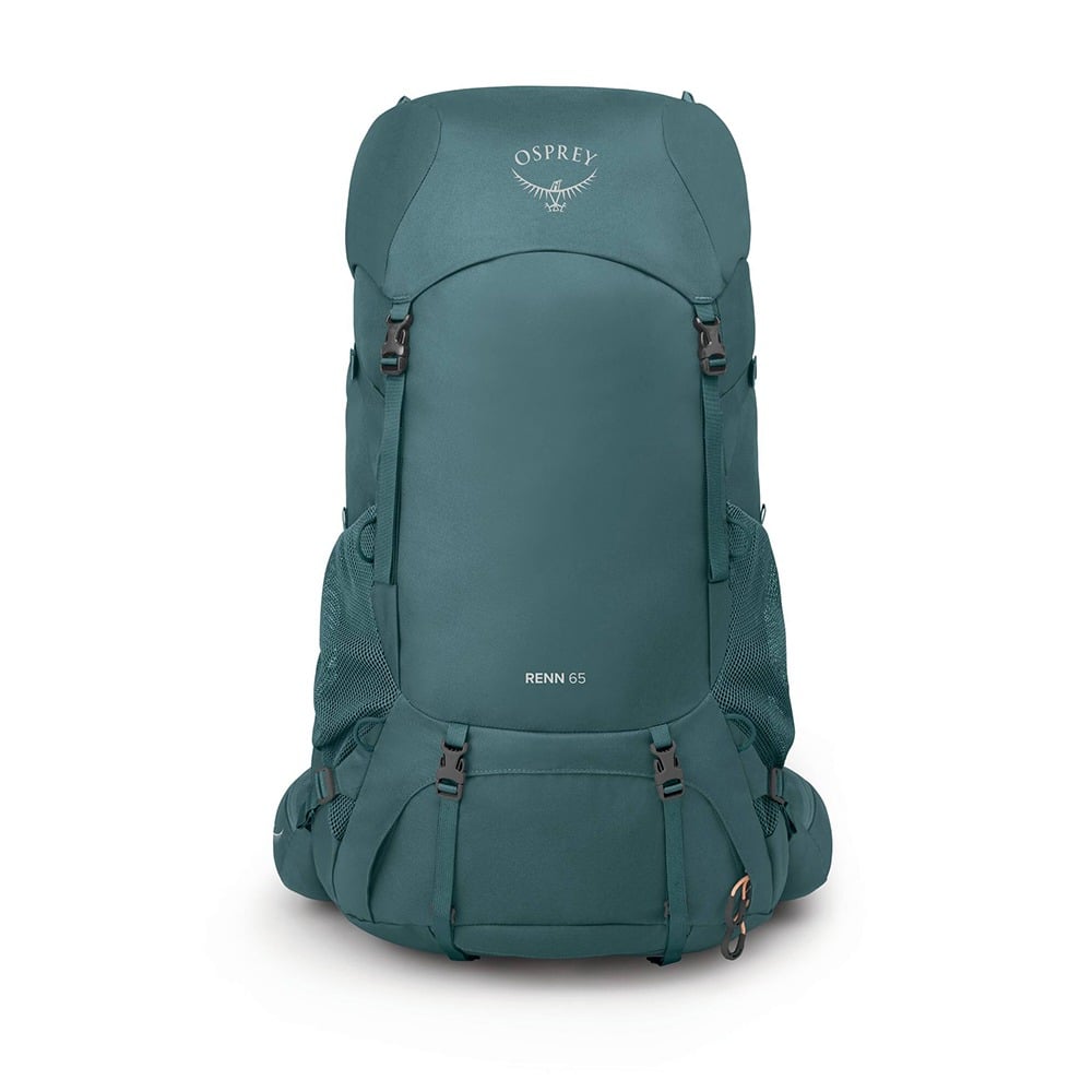 Osprey Renn 65 Backpacking Pack 65L in Cascade Blue/Melon Orange — front view