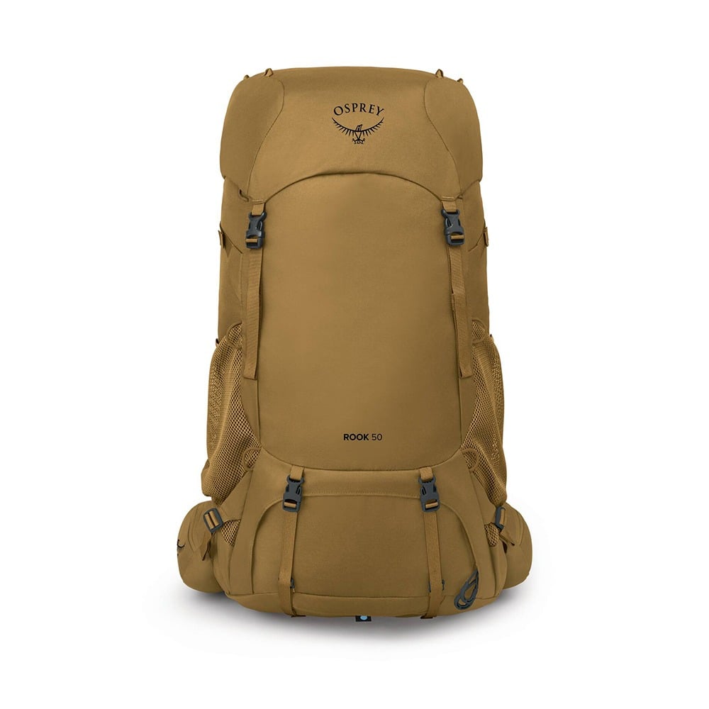 Osprey Rook 50 Backpacking Pack 50L in Histosol Brown/Rhino Grey — front view