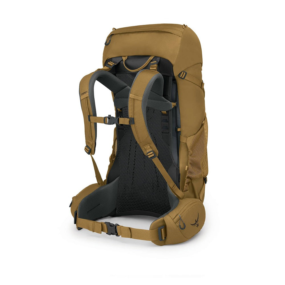 Osprey Rook 50 Backpacking Pack 50L in Histosol Brown/Rhino Grey — back view