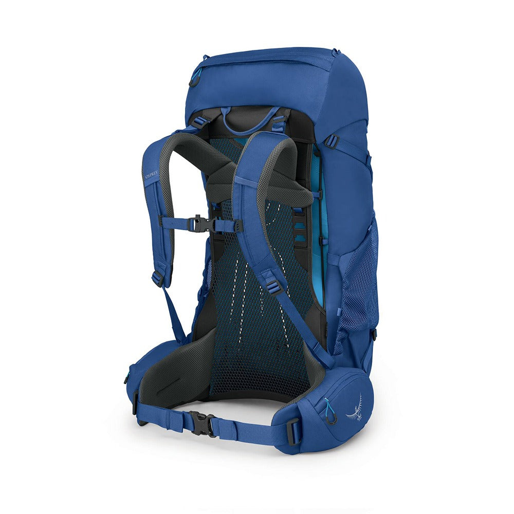 Osprey Rook 50 Backpacking Pack 50L in Astrology Blue/Blue Flame — back view