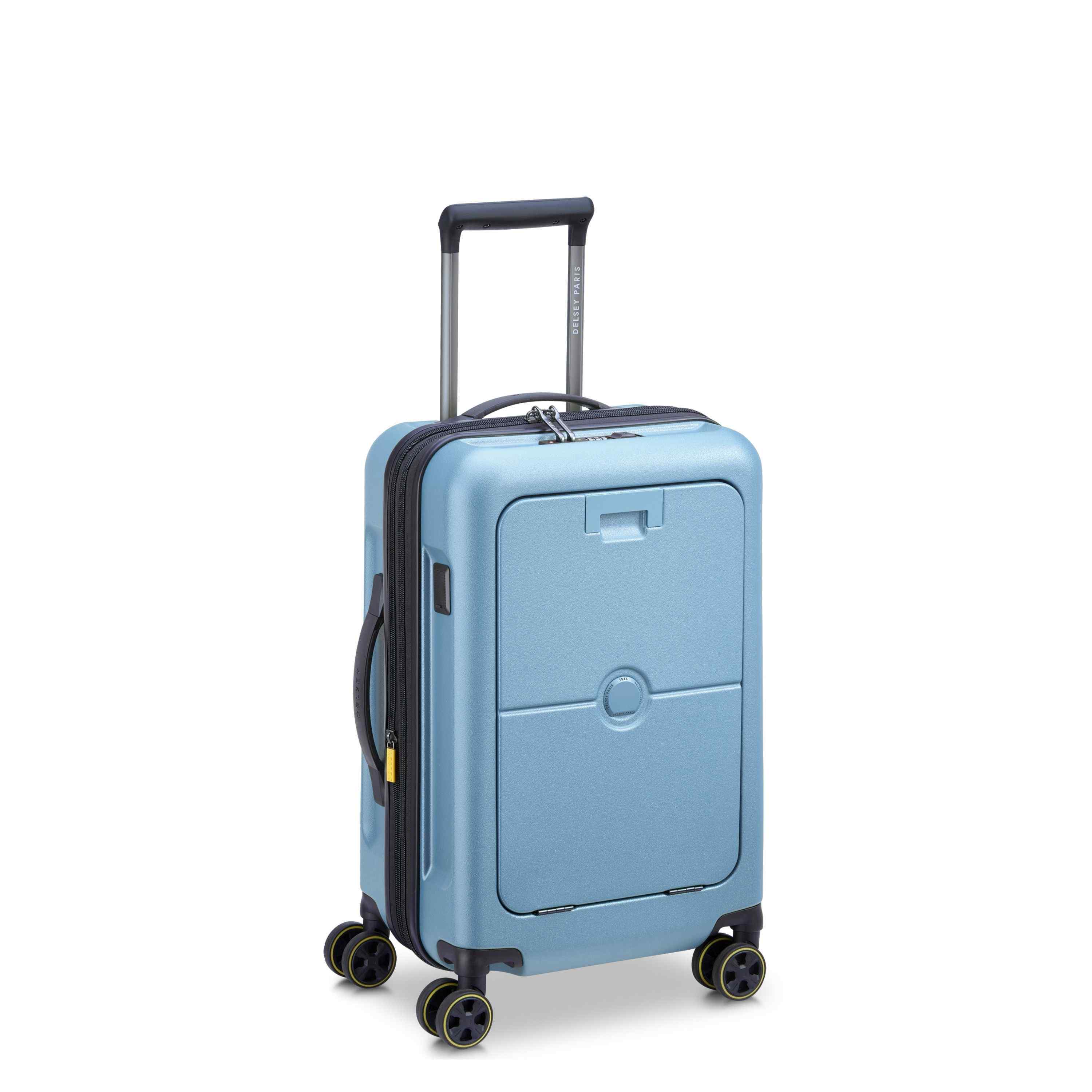 Delsey Turenne 2.0 Expandable Carry-On with Laptop Pocket in Blue Grey — front view # color_Blue Grey