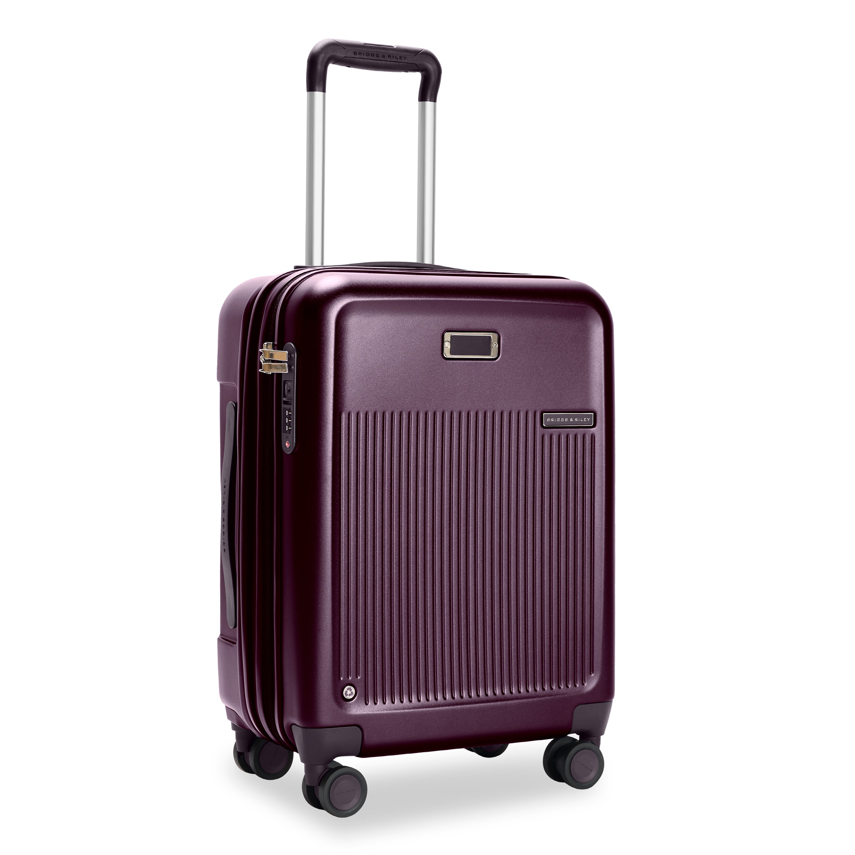Briggs & Riley Sympatico Global 21" Carry-On Expandable Spinner in Plum — angle view 2 # color_Plum