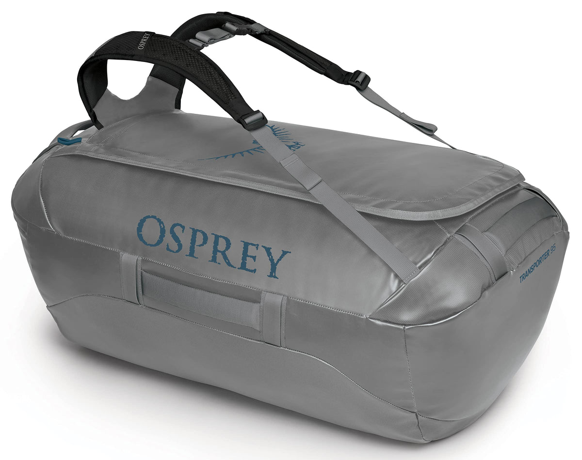 Osprey Transporter 95L Expedition Duffel in Smoke Grey — front view