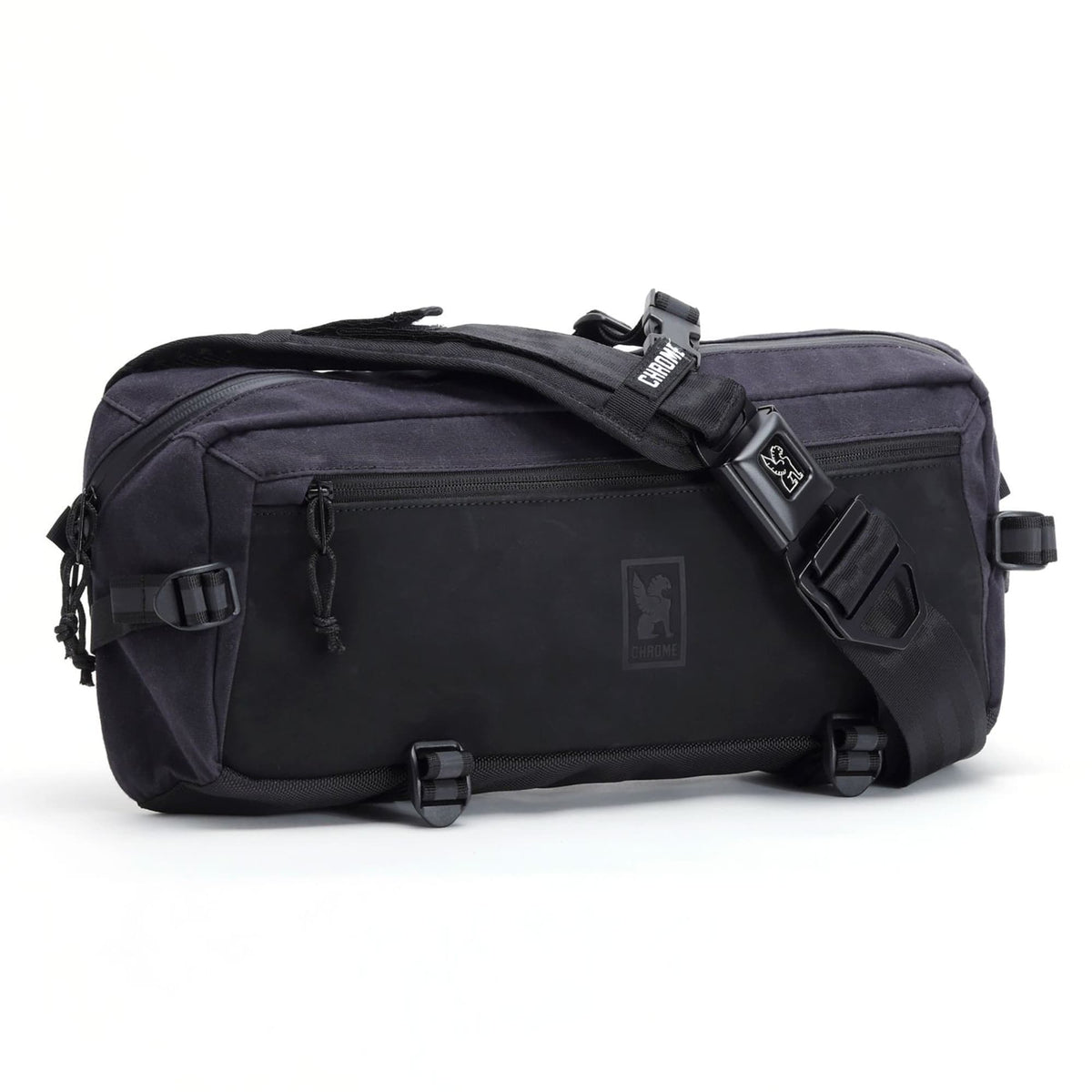 Chrome Industries Kadet Sling Bag 9L in Black Canvas Leather — front view