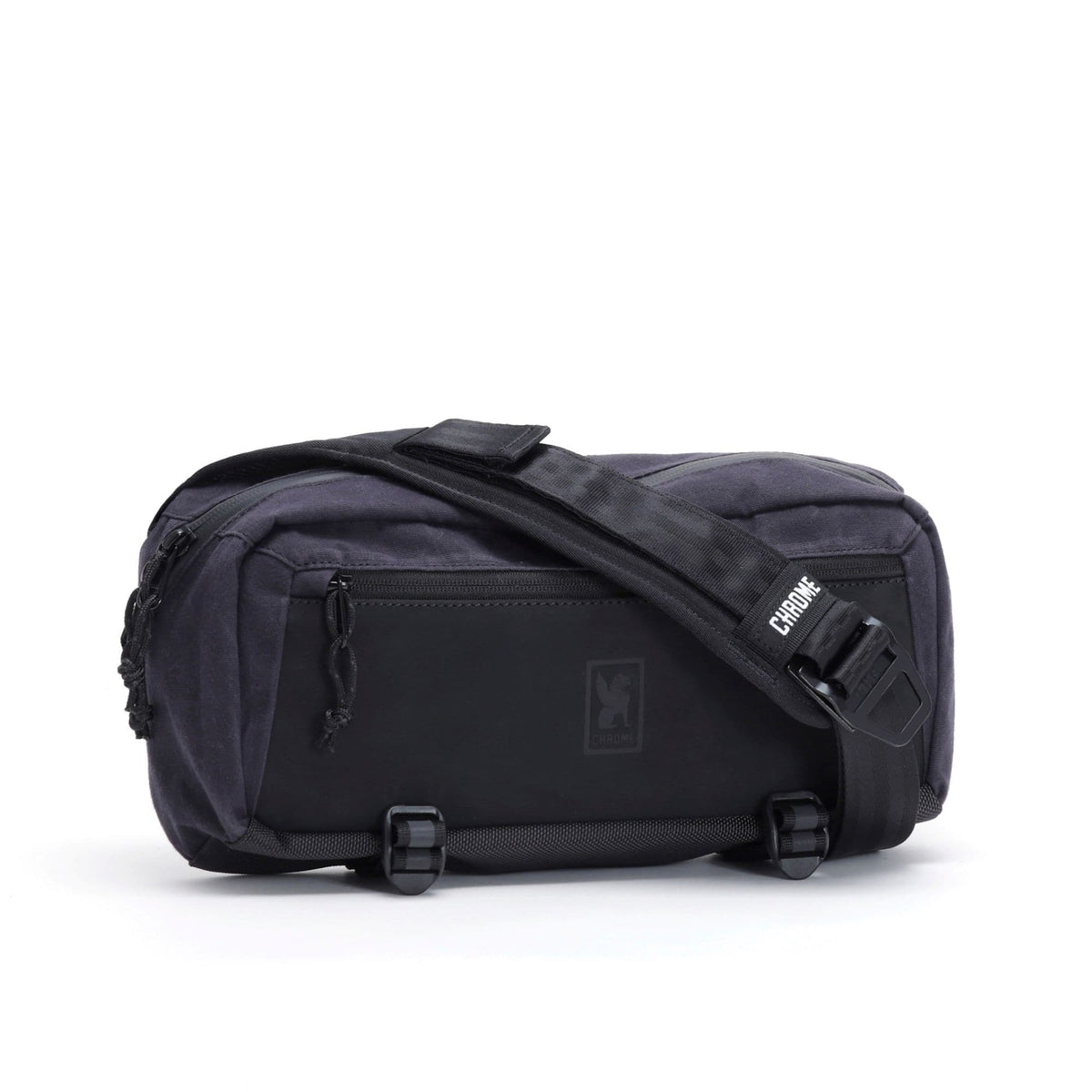Chrome Industries Mini Kadet Sling Bag 5L in Black Canvas Leather — front view