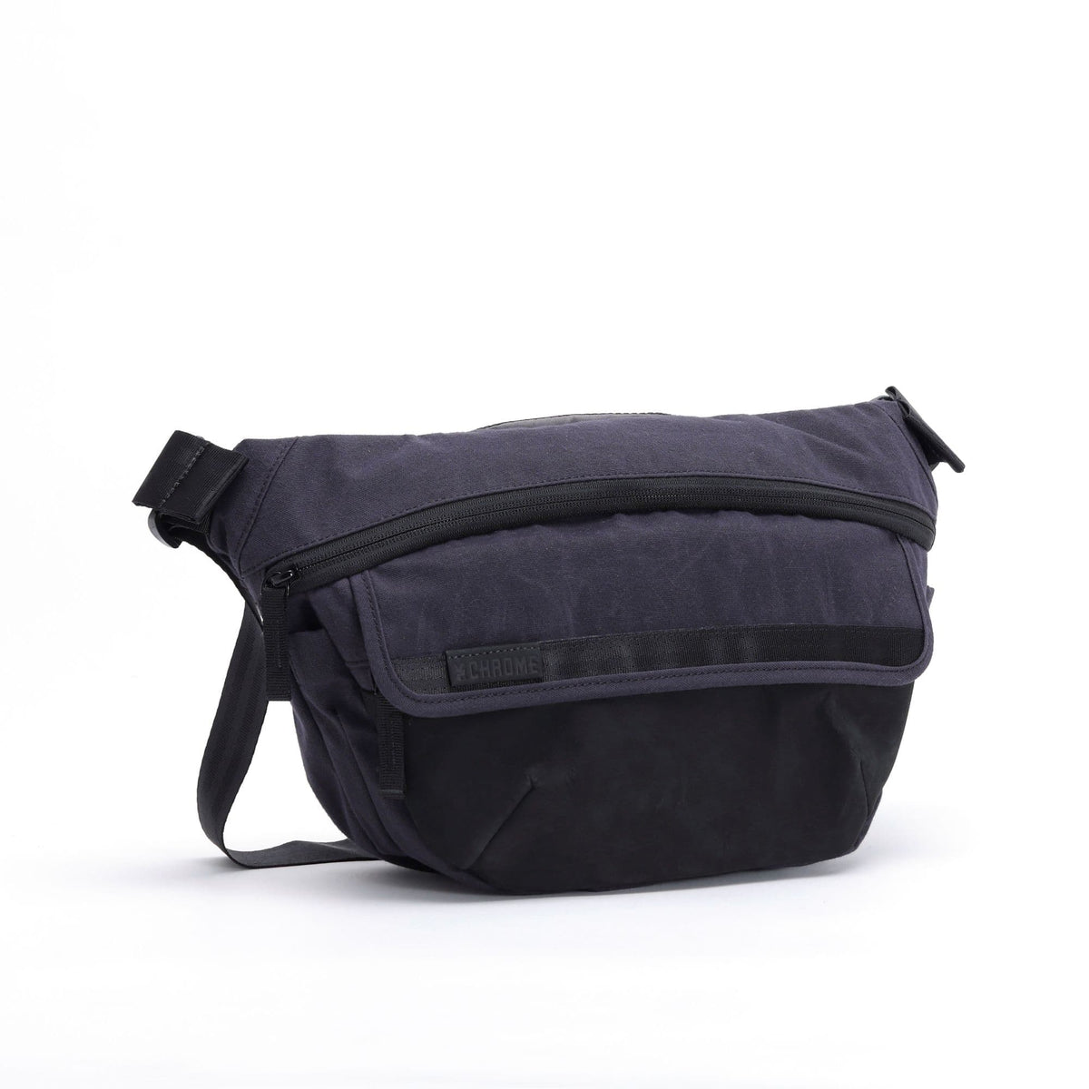 Chrome Industries Bot Flap Sling 5L in Black Canvas Leather — front view