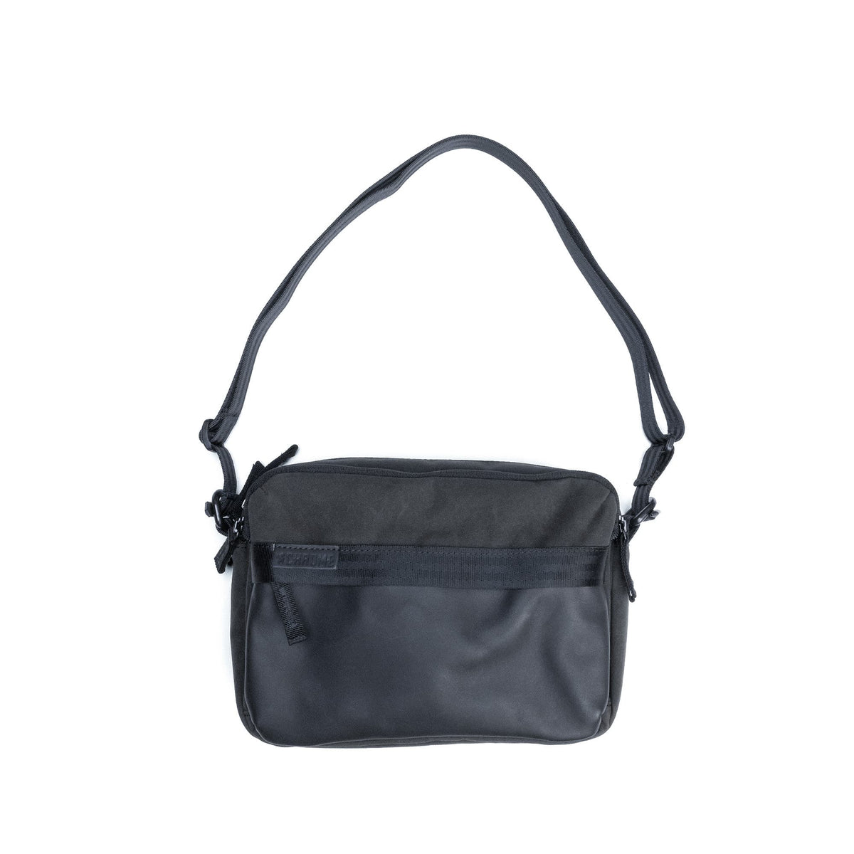 Chrome Industries Pac Shoulder Pouch 3L in Black Canvas Leather — front view # color_Black Canvas Leather