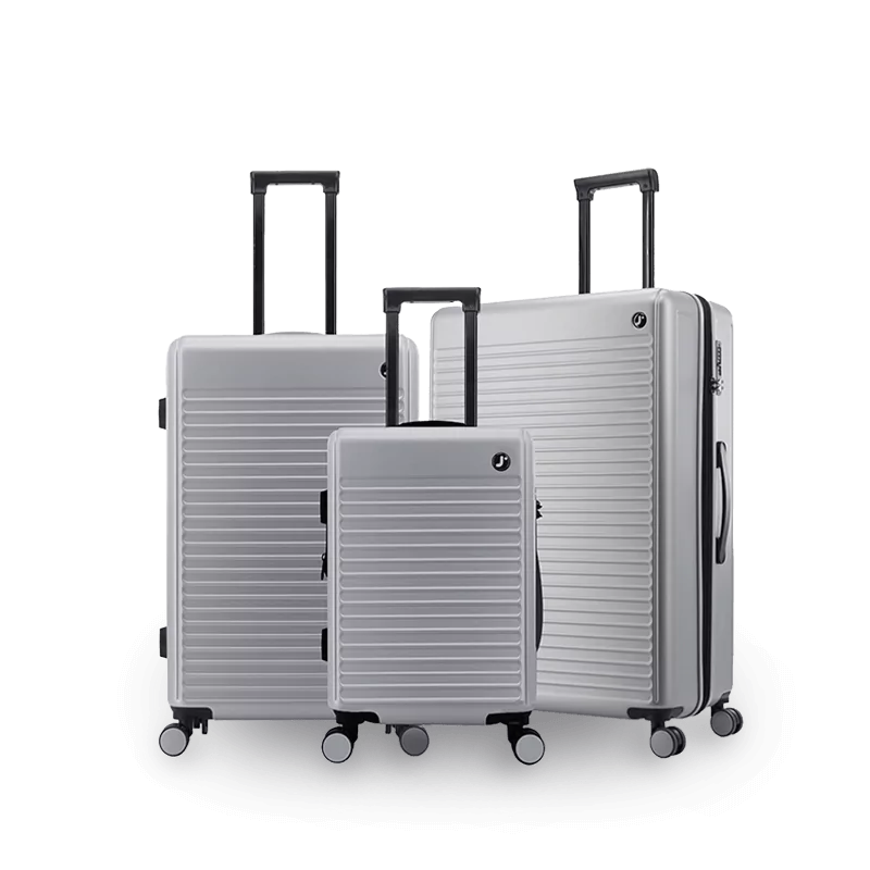 J World North Hardside 3pcs Set Luggage in Sage Grey — front view # color_Sage Grey