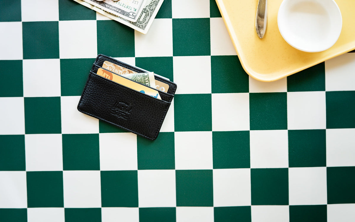 Herschel Charlie Cardholder Vegan Leather Wallet in Black — lifestyle 3