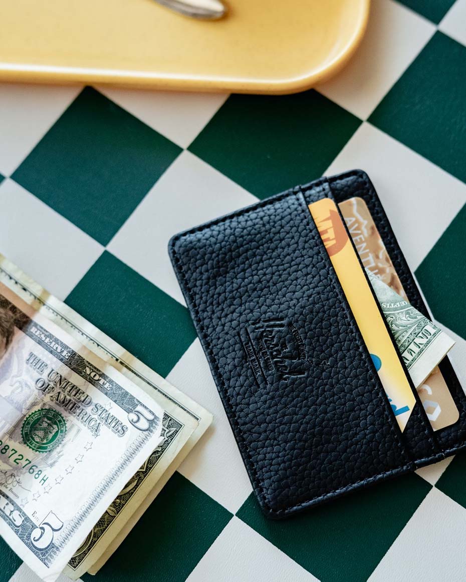 Herschel Charlie Cardholder Vegan Leather Wallet in Black — lifestyle
