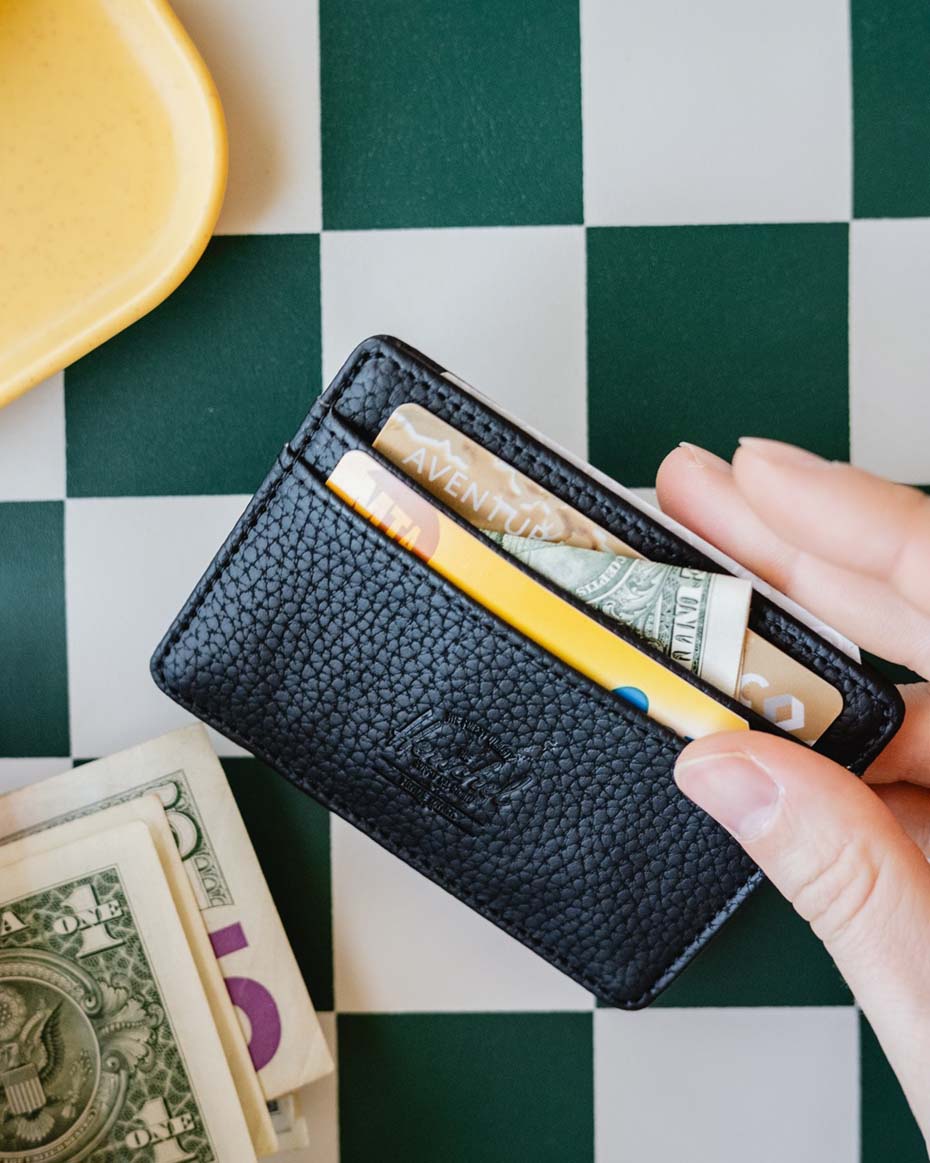 Herschel Charlie Cardholder Vegan Leather Wallet in Black — lifestyle 2