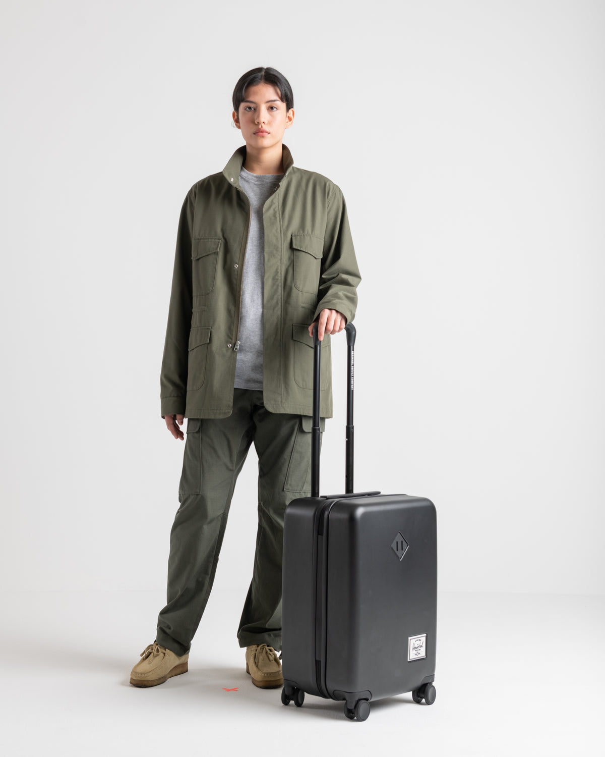 Herschel Heritage Hardshell Large Carry On Luggage 43L in Black — lifestyle 2 # color_Black