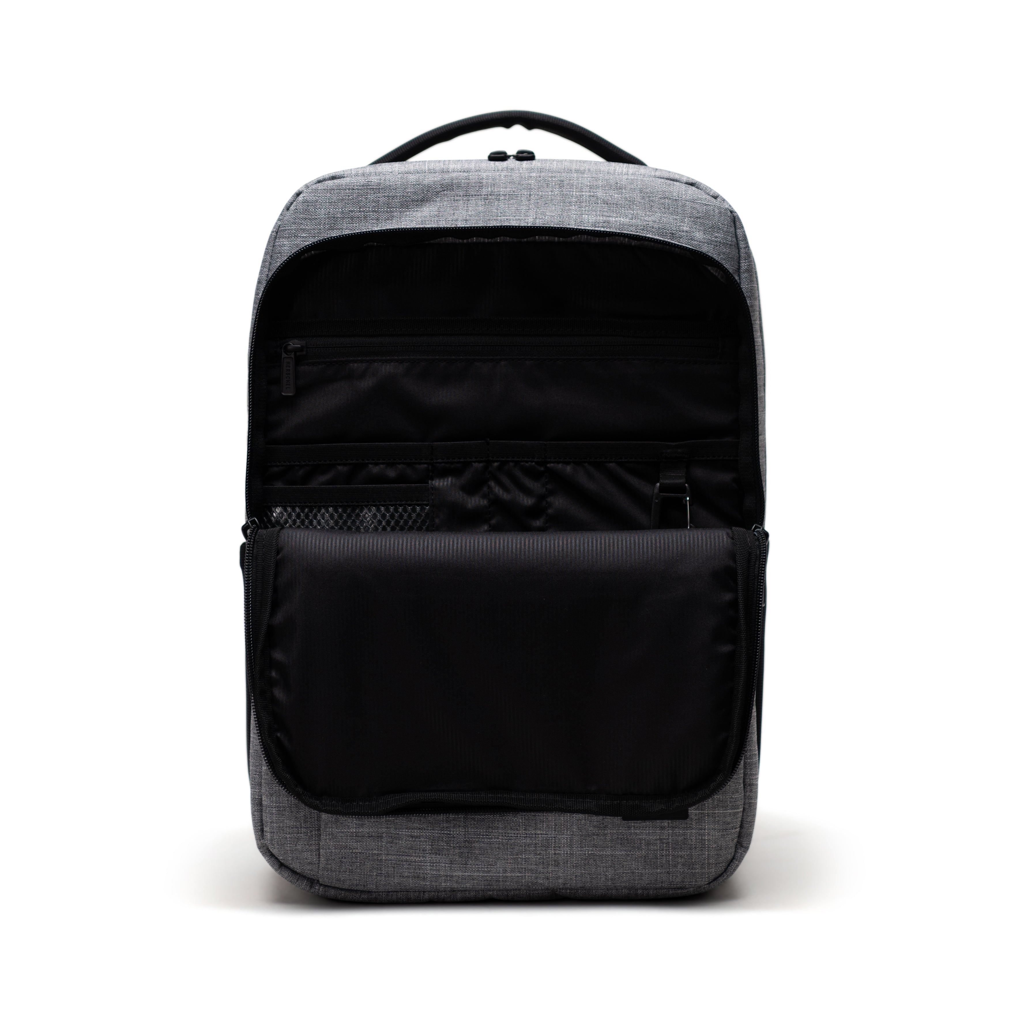 Herschel Kaslo Daypack Tech 20L in Raven Crosshatch — interior view