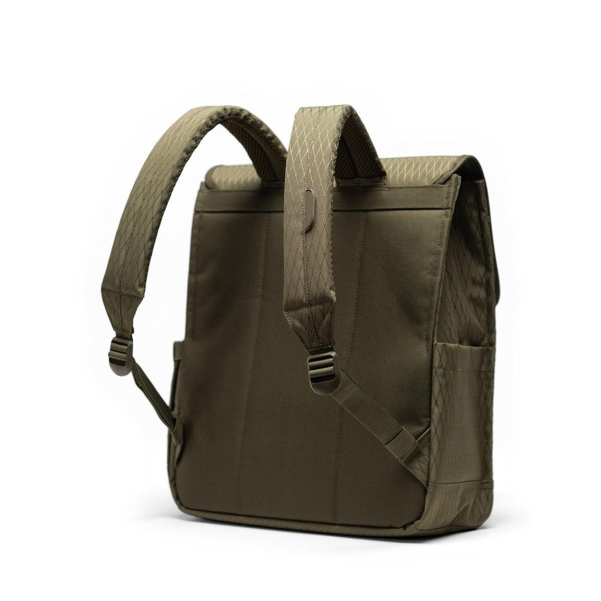 Herschel City Backpack 16L in Ivy Green Diamond — back view # color_Ivy Green Diamond