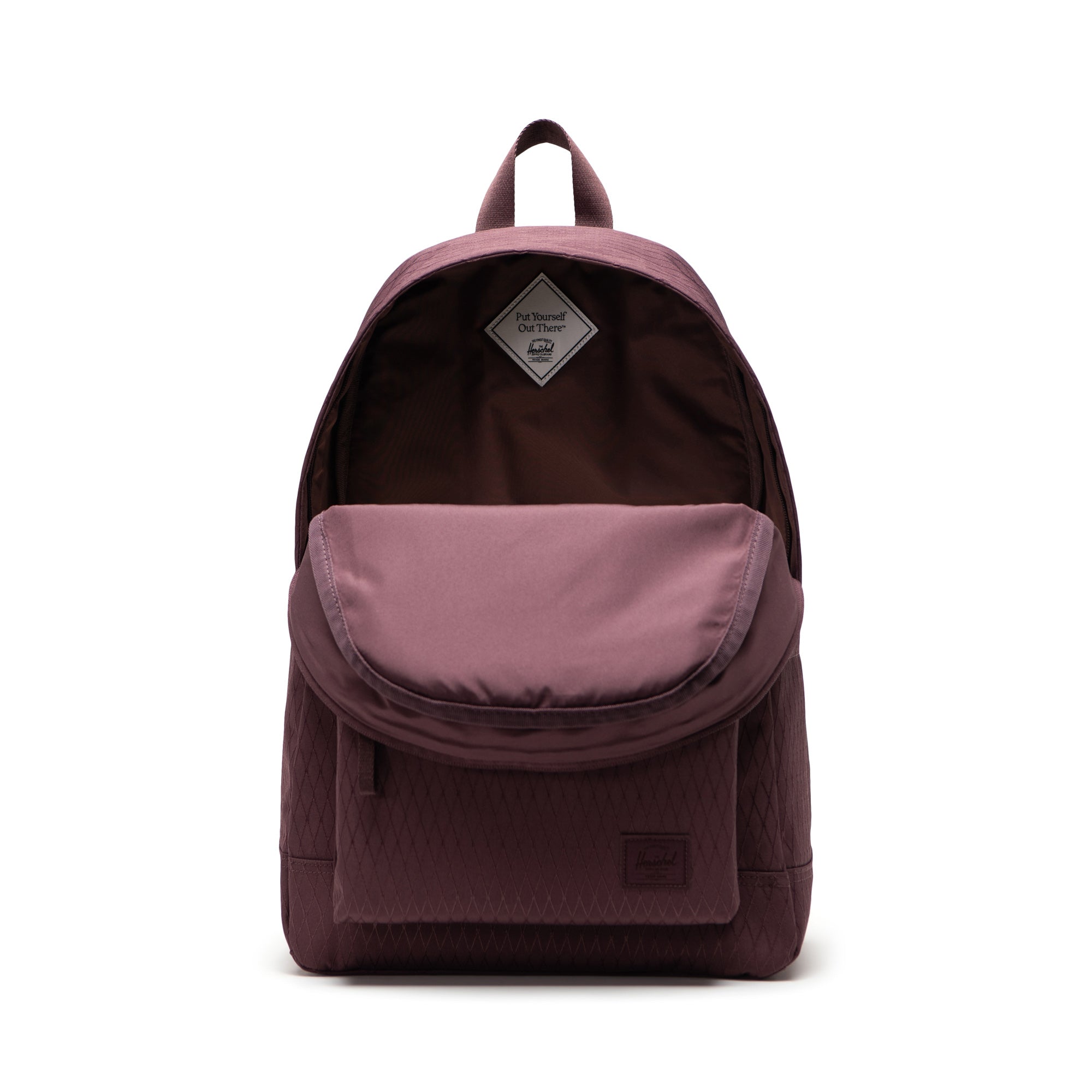 Herschel Heritage Backpack 24L in Huckleberry Diamond — interior view # color_Huckleberry Diamond