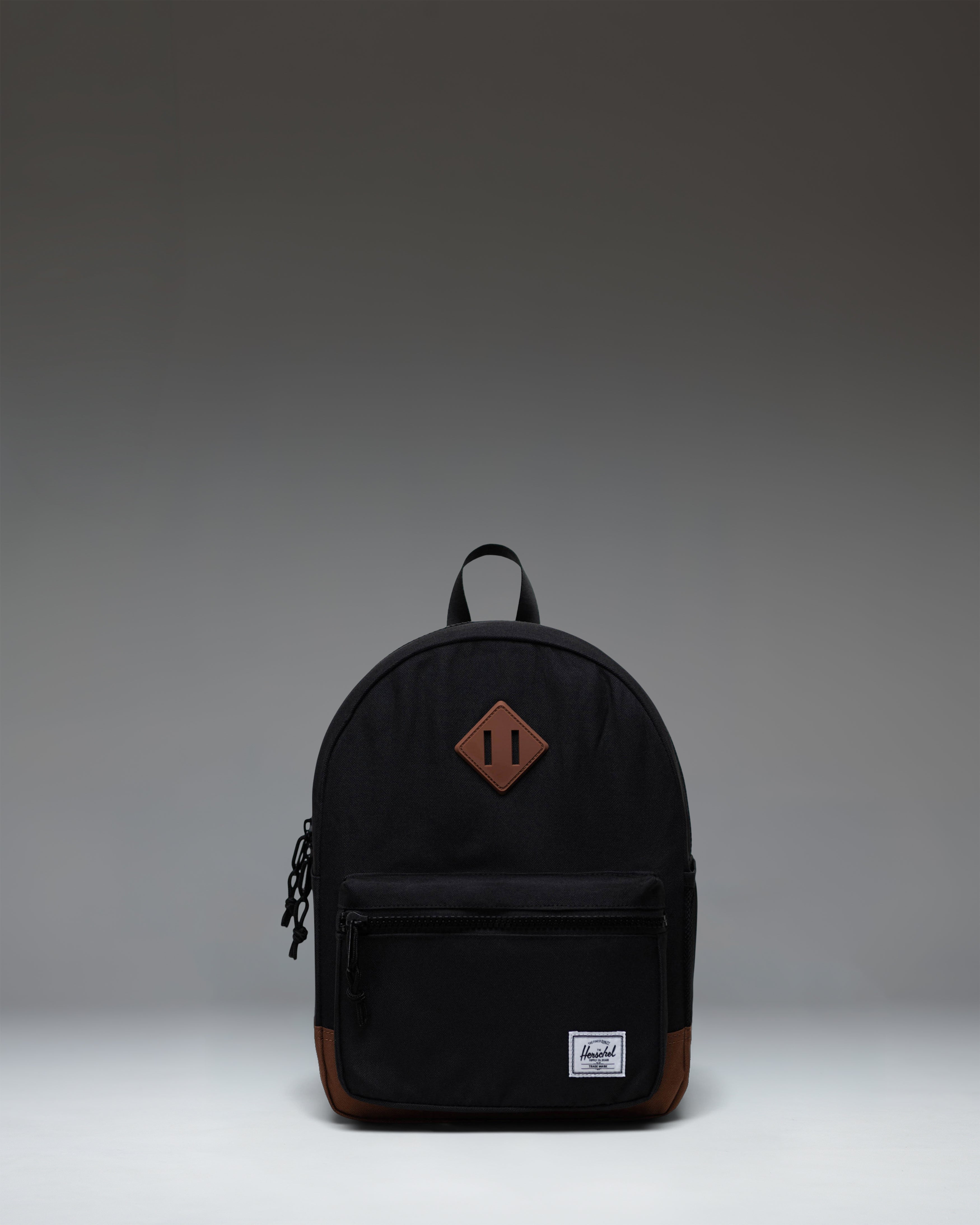 Herschel Heritage Kids Backpack 15L in Black/Saddle Brown — front view
