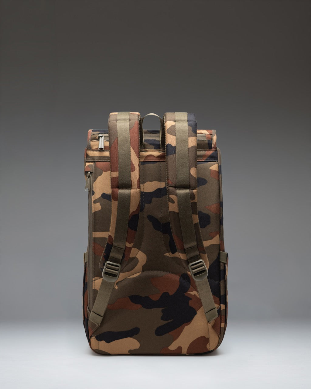Herschel Little America Backpack 30L in Woodland Camo/Black Label — back view