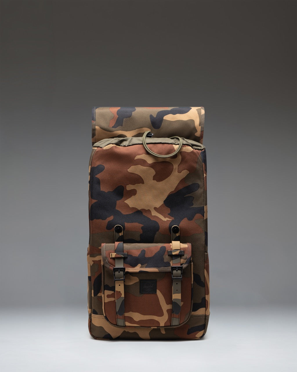 Herschel Little America Backpack 30L in Woodland Camo/Black Label — interior view