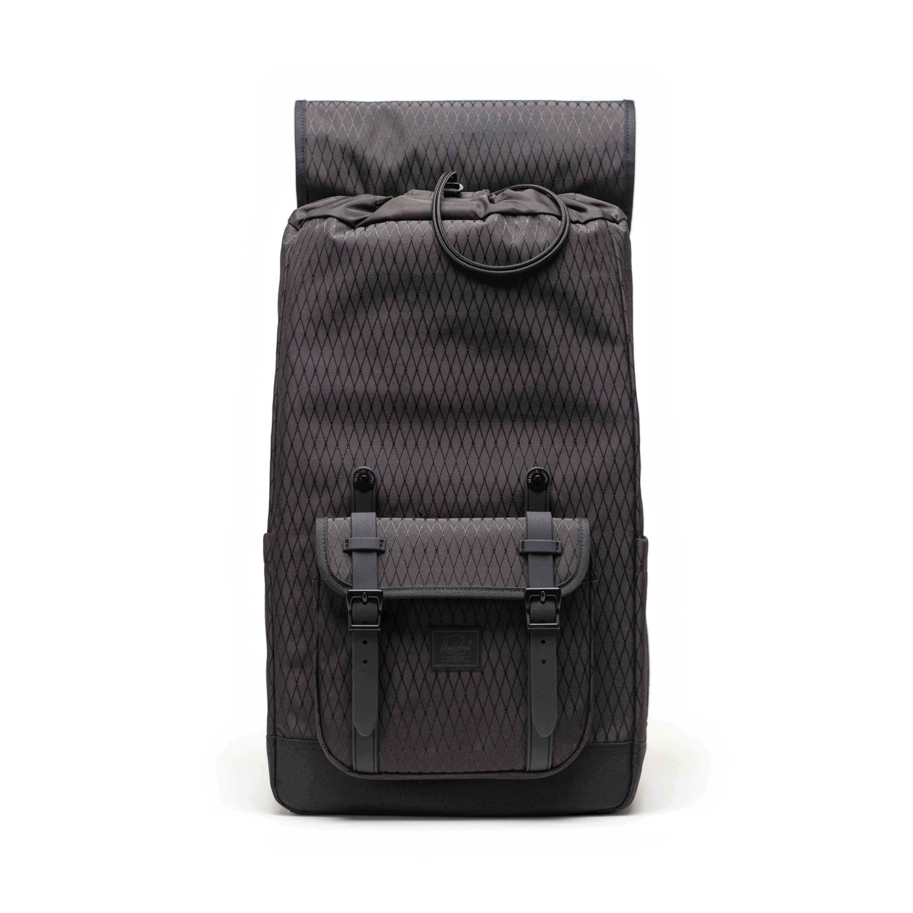 Herschel Little America Backpack 30L in Black Diamond/Black — interior view # color_Black Diamond/Black