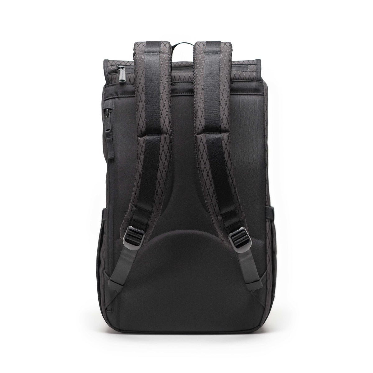 Herschel Little America Backpack 30L in Black Diamond/Black — back view # color_Black Diamond/Black