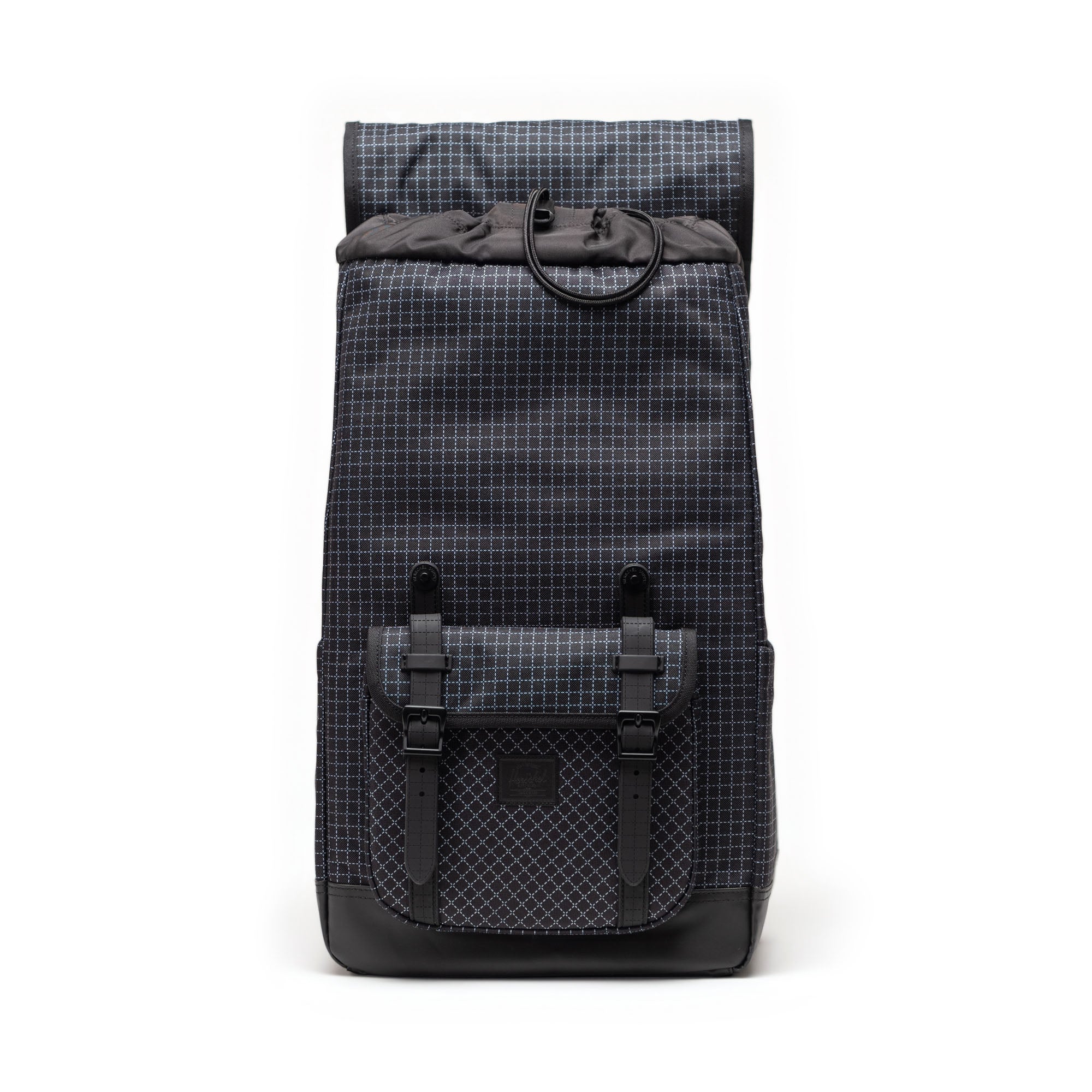 Herschel Little America Backpack 30L in Grid Black/Black — interior view # color_Grid Black/Black