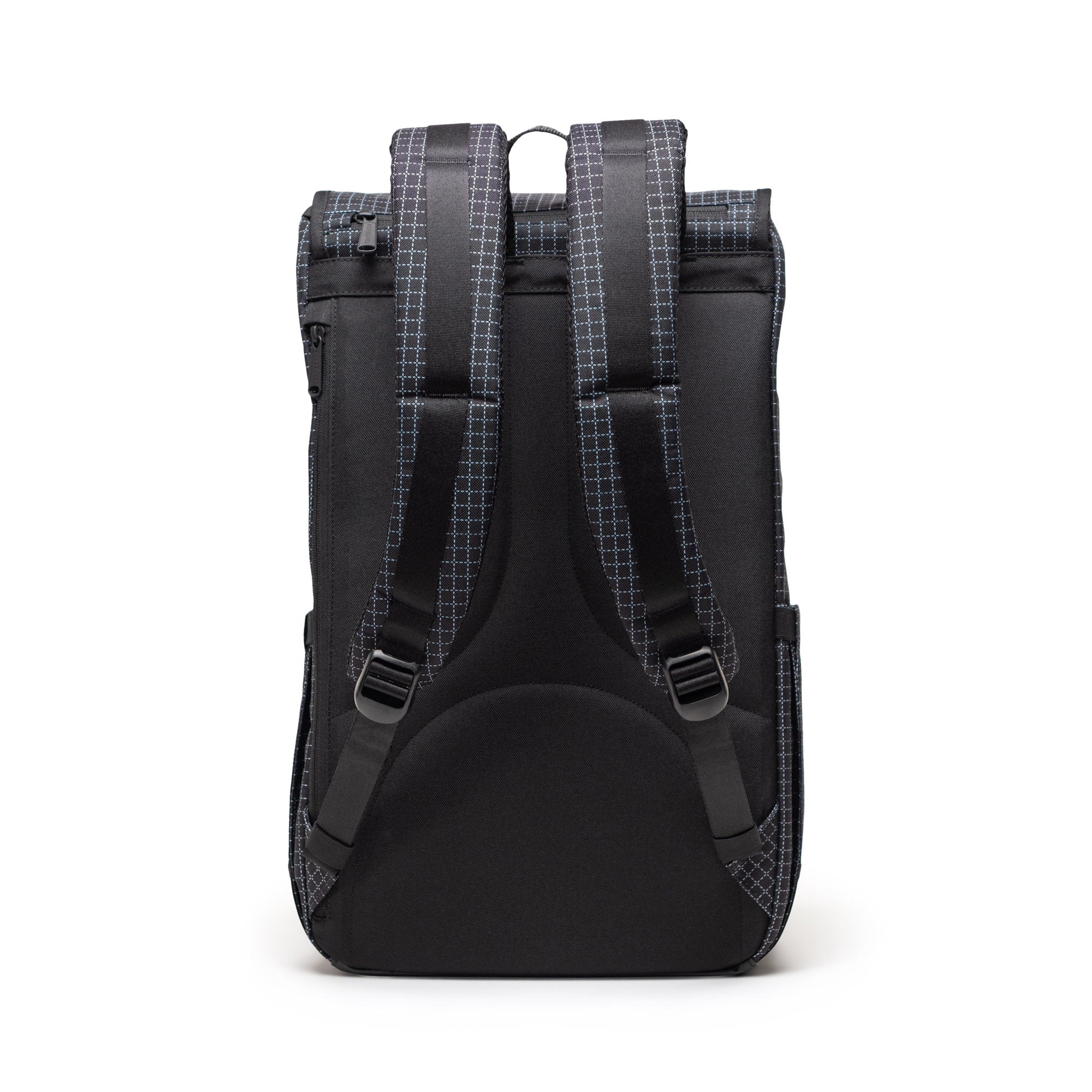 Herschel Little America Backpack 30L in Grid Black/Black — back view # color_Grid Black/Black