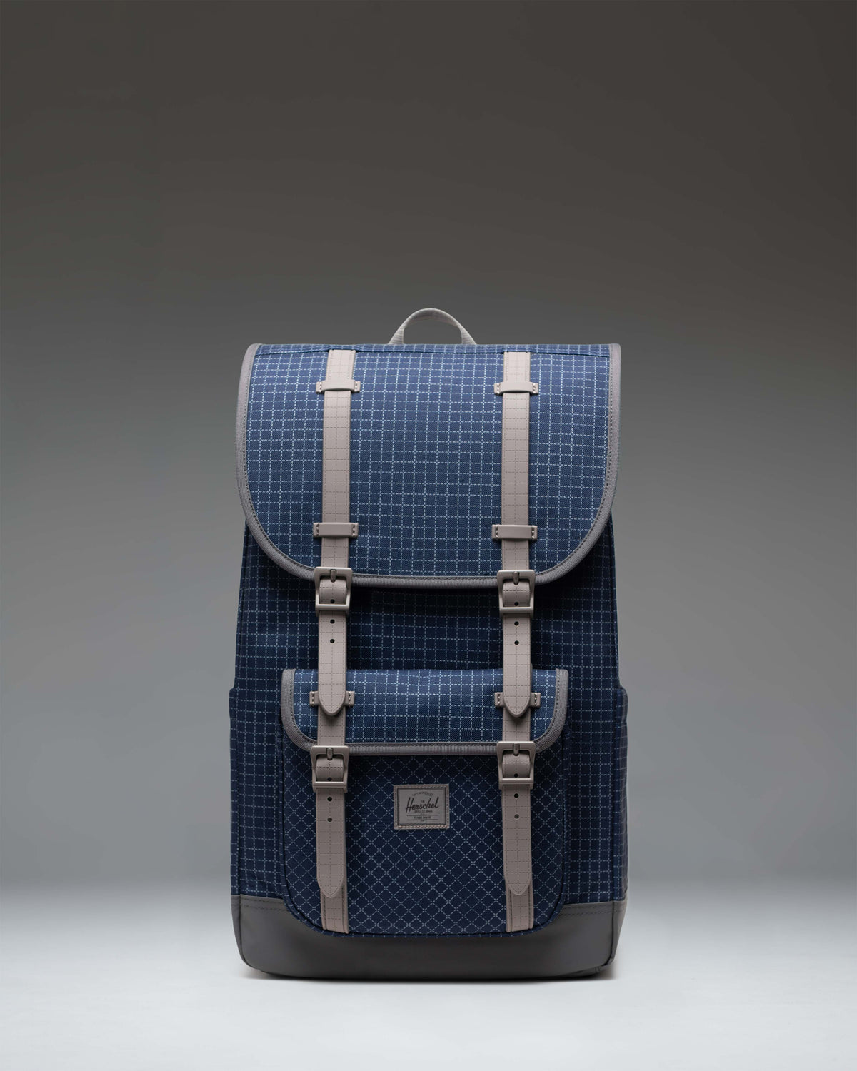 Herschel Little America Backpack 30L in Grid Naval Academy/Magnet — front view # color_Grid Naval Academy/Magnet