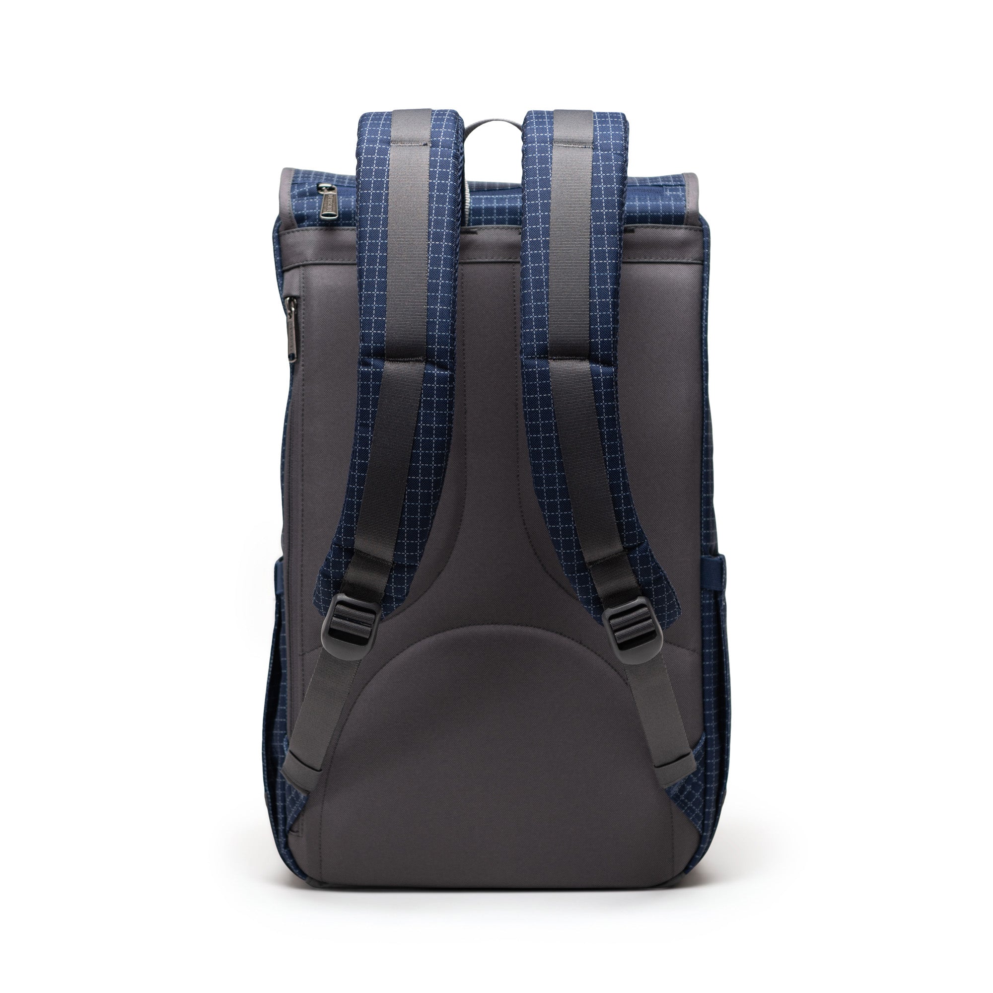 Herschel Little America Backpack 30L in Grid Naval Academy/Magnet — back view # color_Grid Naval Academy/Magnet