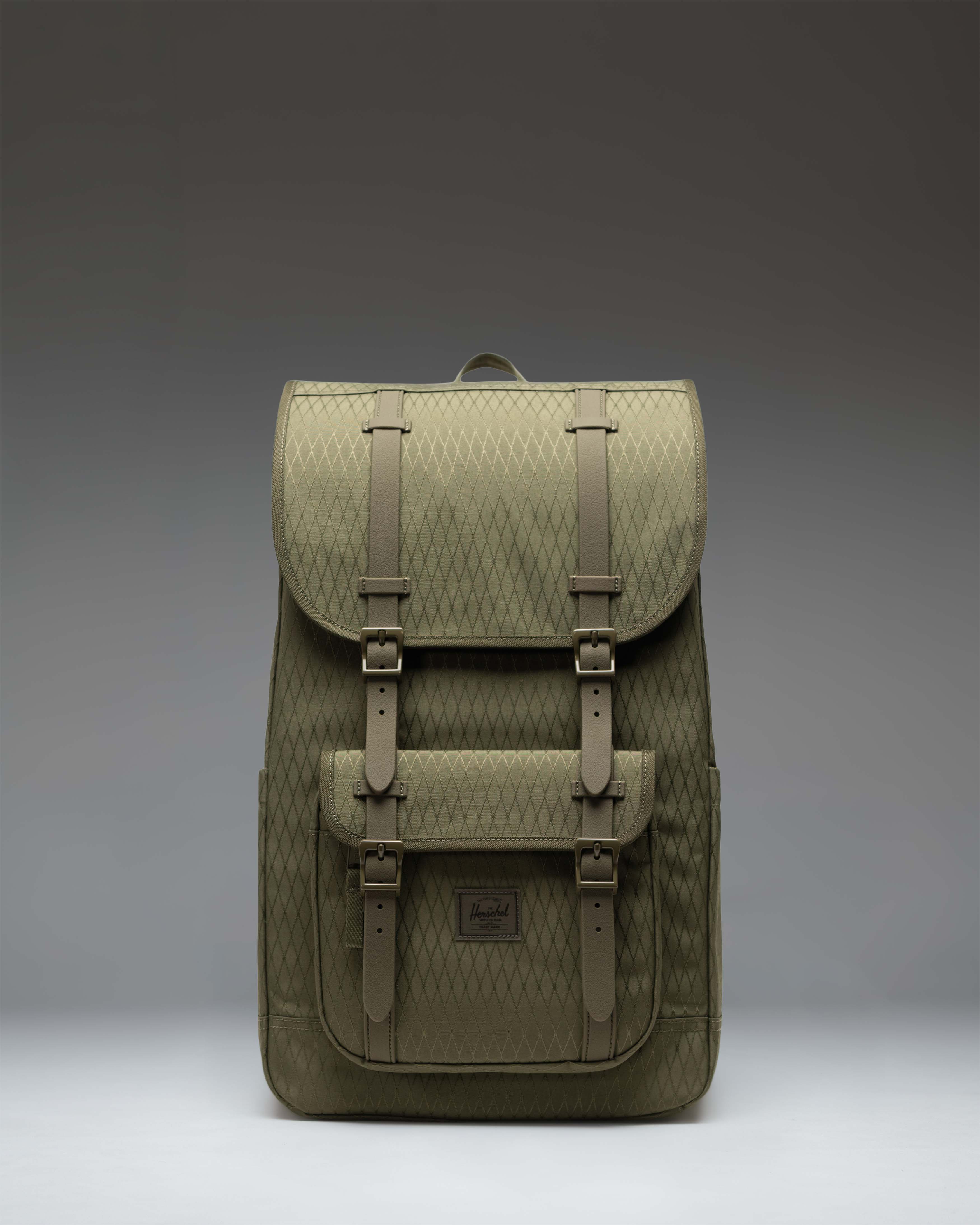 Herschel Little America Backpack 30L in Ivy Green Diamond — front view # color_Ivy Green Diamond